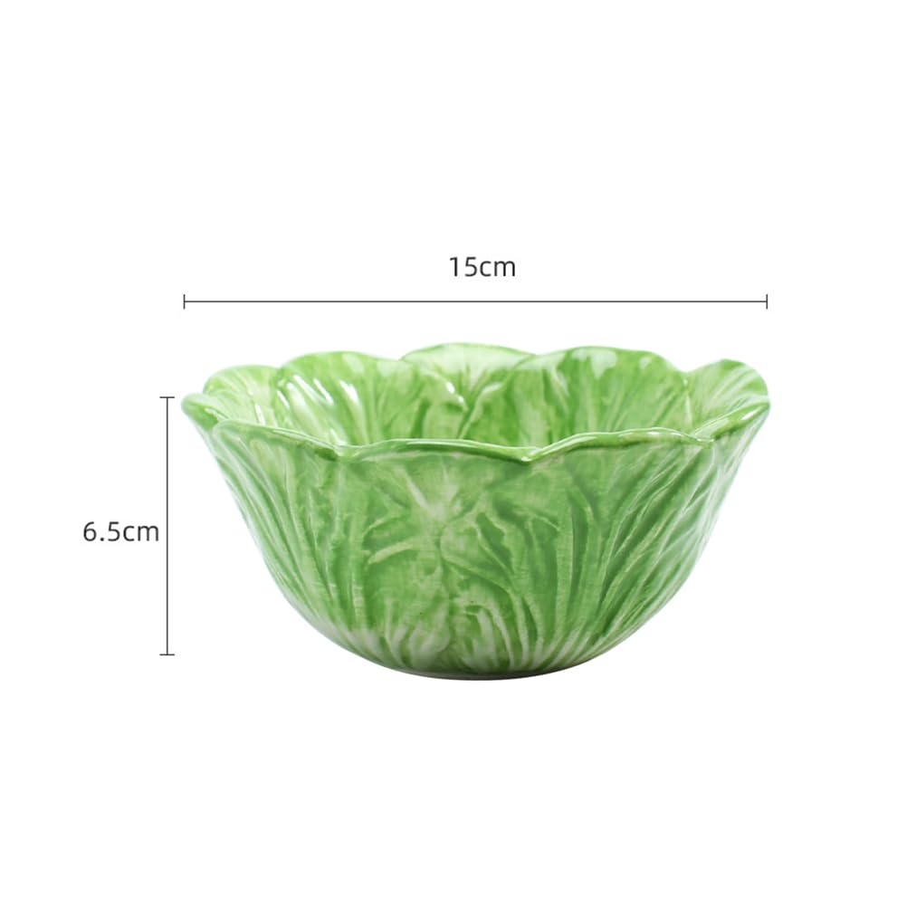 UPKOCH Kids Ceramic Bowl - Cabbage Design Fruit Salad Dessert Bowl, 5.9 Inch Green Cute Bowl for Children | Perfect for Snacks, Parties, Weddings, Bars, Restaurants | Ideal for Kids Meals, Birthday Parties, Family Gatherings & Restaurant Use