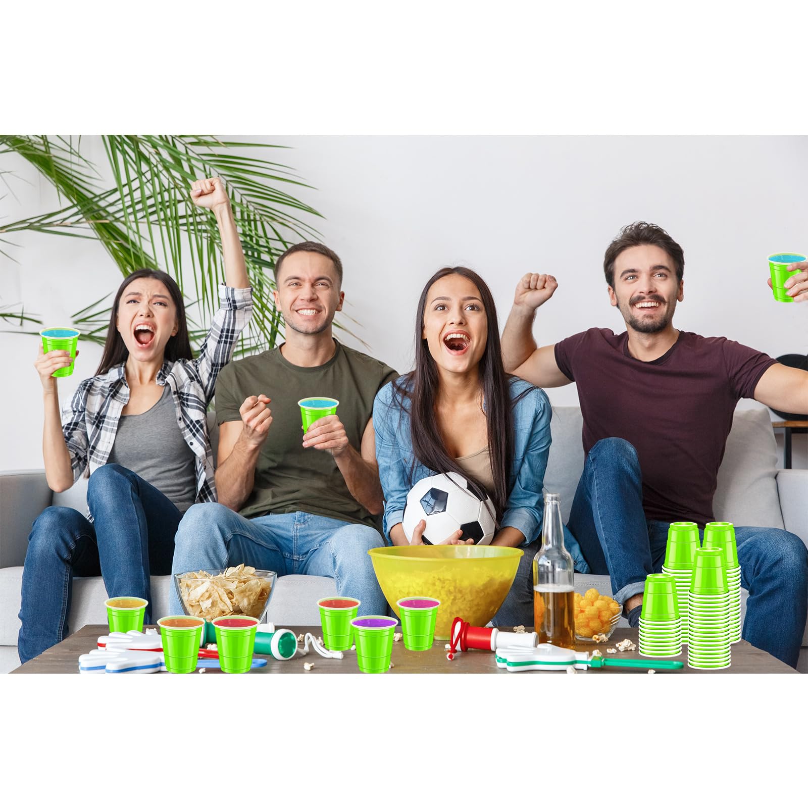 500-Pack Fluorescent Green Plastic Shot Glasses - 2 oz Disposable Party Cups for Cocktails, Jello Shots, Tastings, and Snacks | Perfect for Bars, Parties, and Events