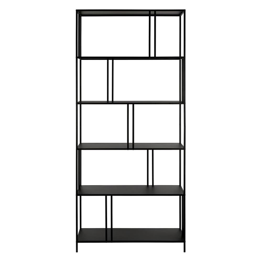 Henn&Hart 34 Inch Blackened Bronze Metal Bookcase - 5 Shelf Industrial Style Book Storage for Living Room, Office & Study