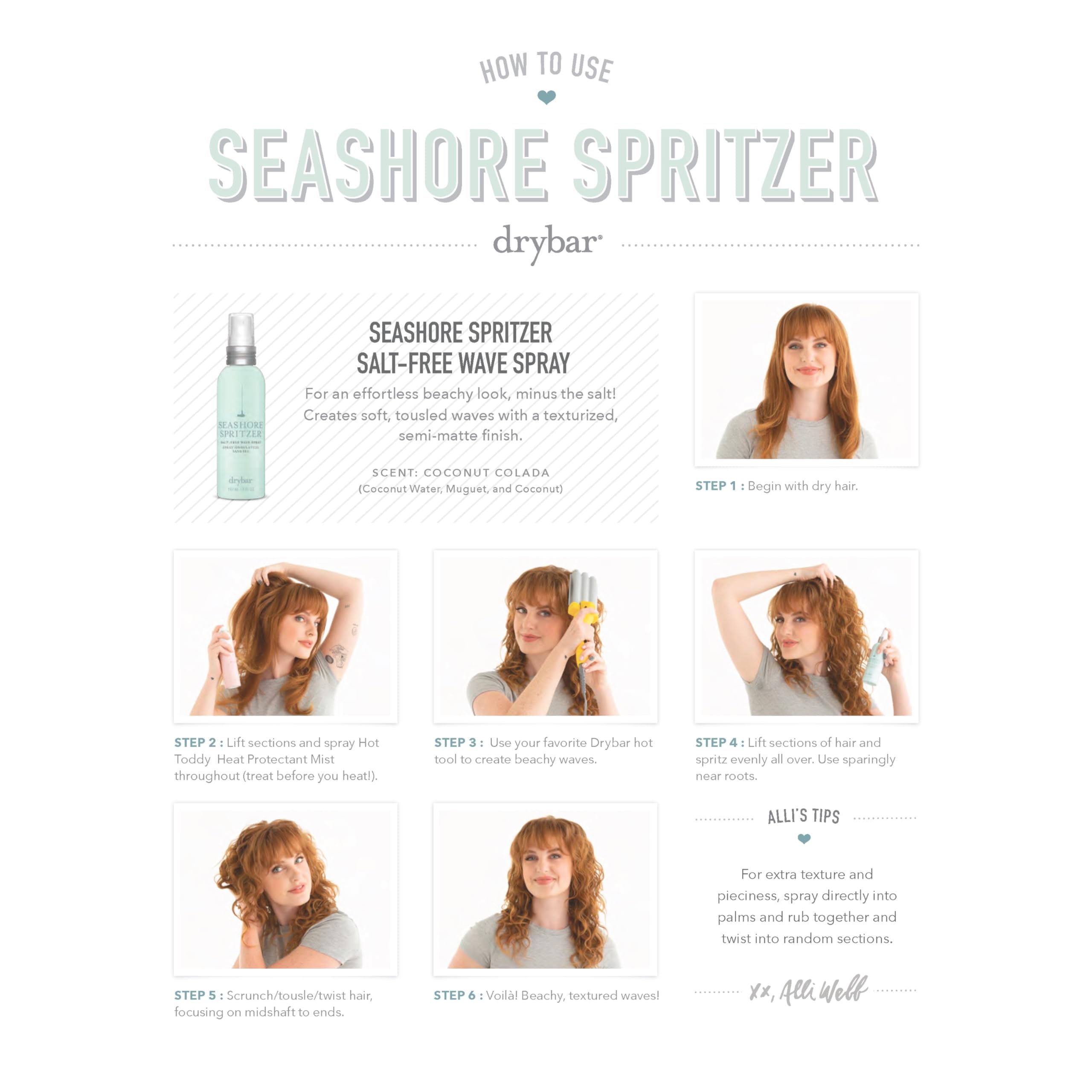 Drybar Seashore Spritzer Salt-Free Wave Spray for Beachy Textured Hair - Perfect for Natural Waves, Curls & Voluminous Hairstyles | Great for Beach Days, Weddings & Everyday Styling