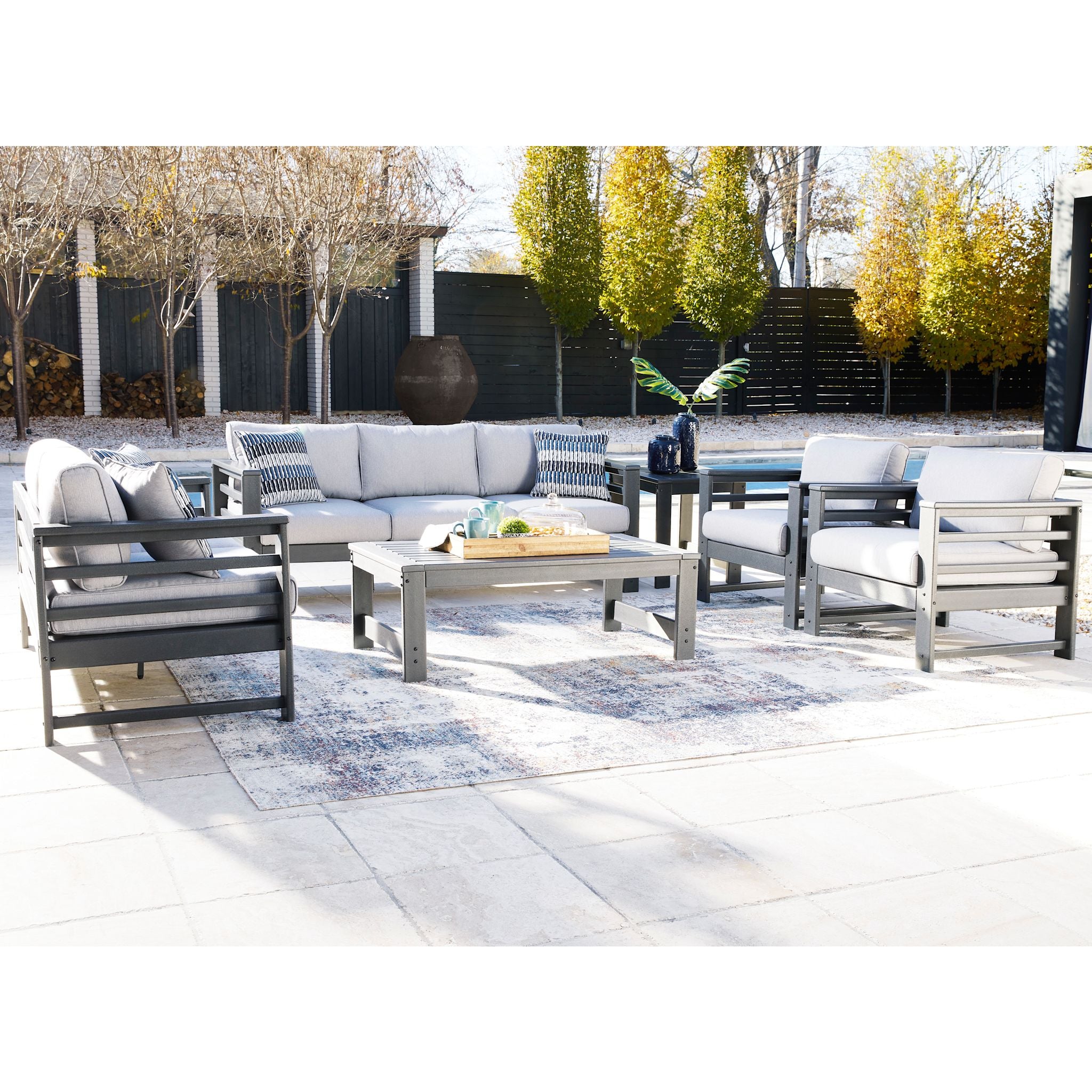 Amora Outdoor Loveseat with Cushion - Waterproof Patio Furniture Set, Charcoal Gray - Perfect for Garden, Backyard, Poolside & Balcony Relaxation