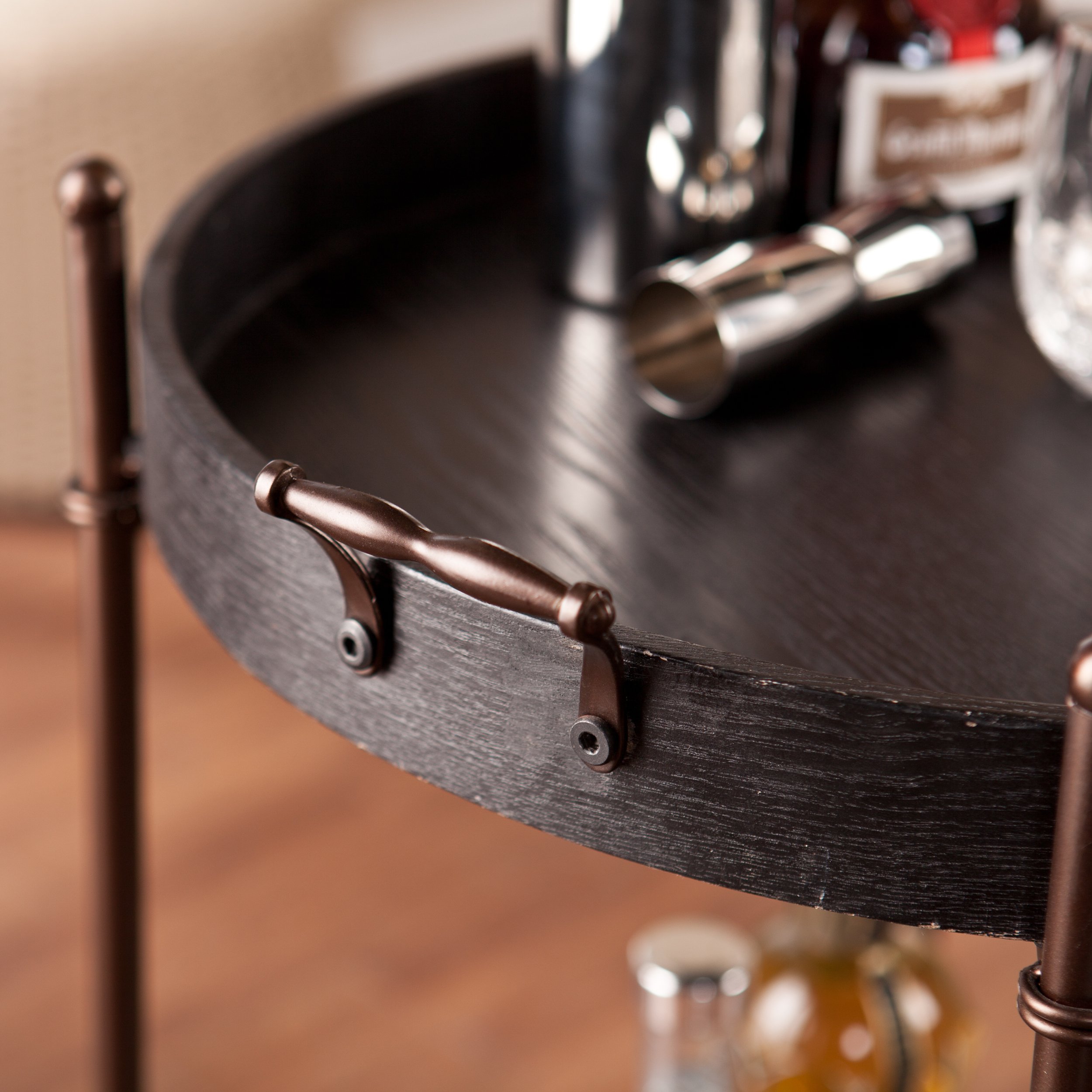 SEI Furniture Alfred Two-Tier Round Butler Table - Black | Side Table for Living Room, Bedroom, or Office | Perfect for Coffee, Books, and Decor
