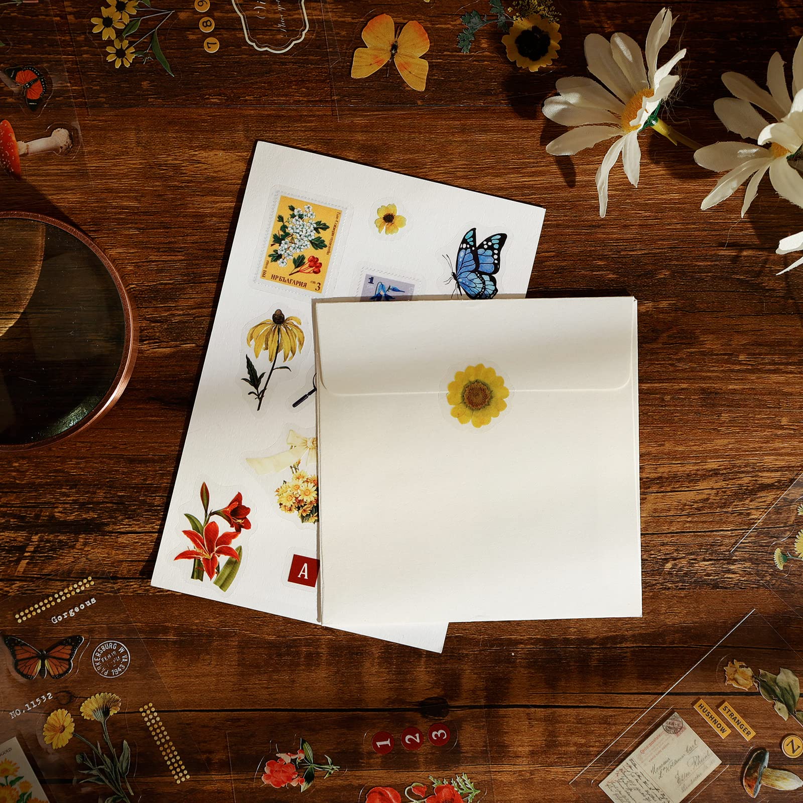 Garden Themed Scrapbooking Stickers - 100 PET Transparent Stickers for Journaling, DIY Crafts | Floral, Butterfly & Botanical Decals for Bullet Journals, Planners, Scrapbooks & Card Making