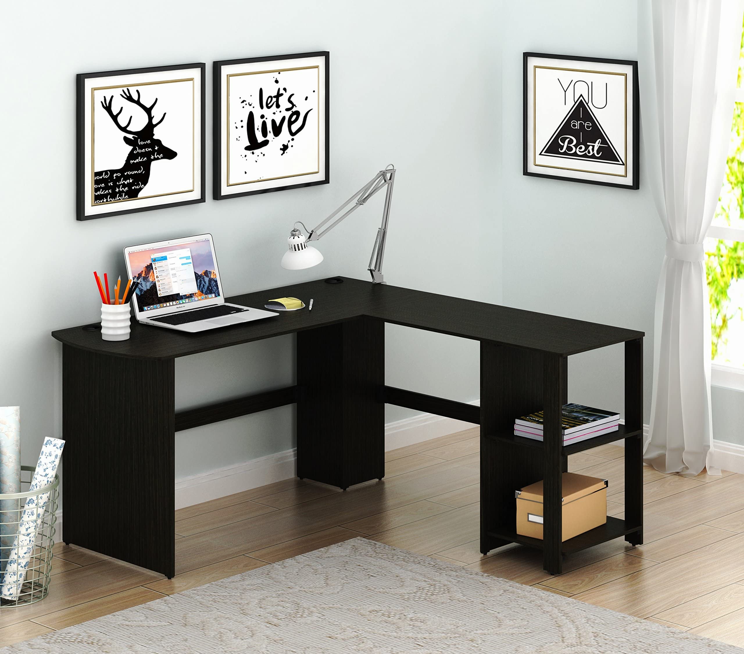 Modern L-Shaped Wooden Corner Desk for Home Office & Gaming - Ergonomic Computer Workstation with Storage, Perfect for Small Spaces & Study Rooms