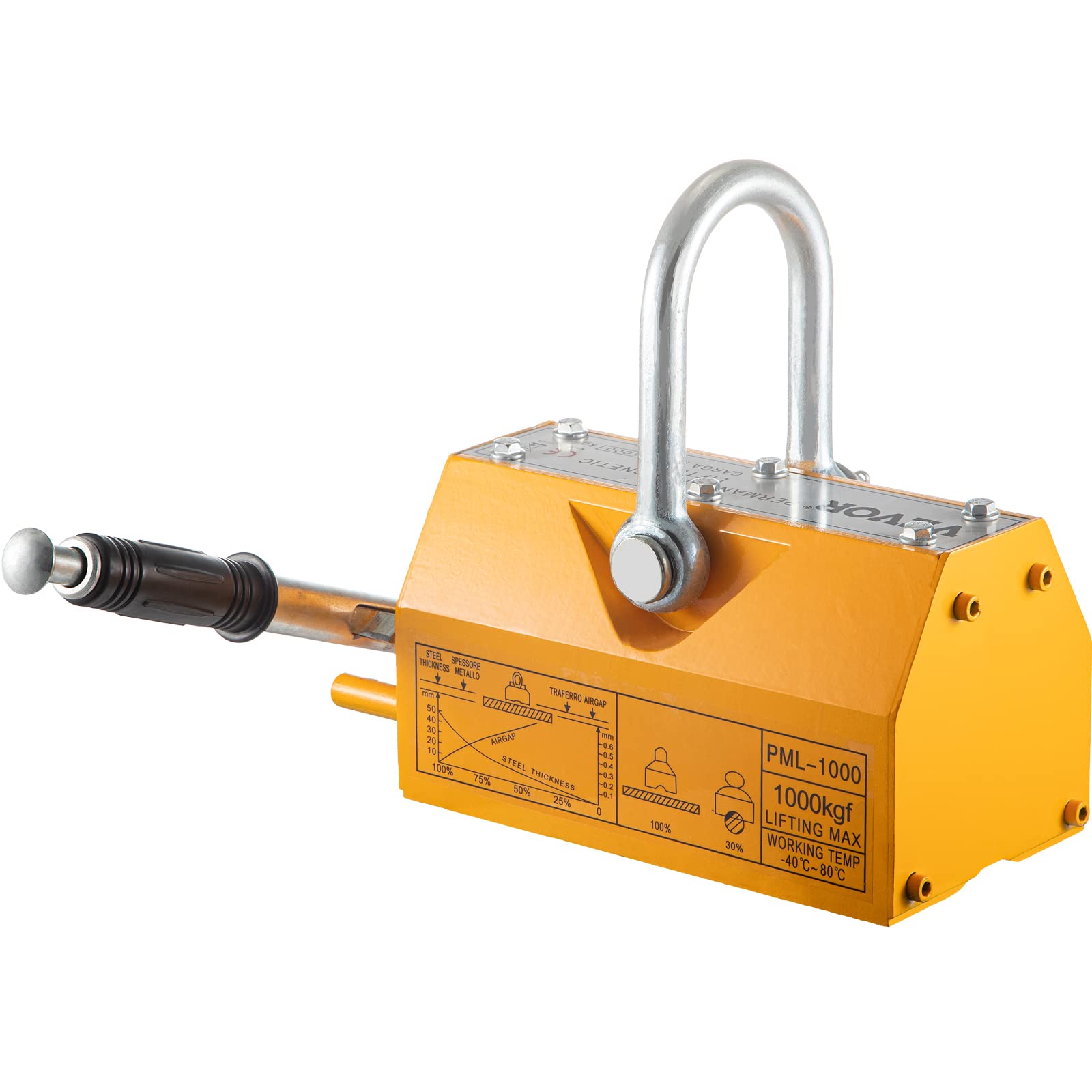 2200lbs Permanent Magnetic Lifter - 1000KG Heavy Duty Steel Lifting Magnet with Handle for Shop Crane, Material Handling & Equipment Lifting - Perfect for Warehouse, Construction Site & Metal Fabrication