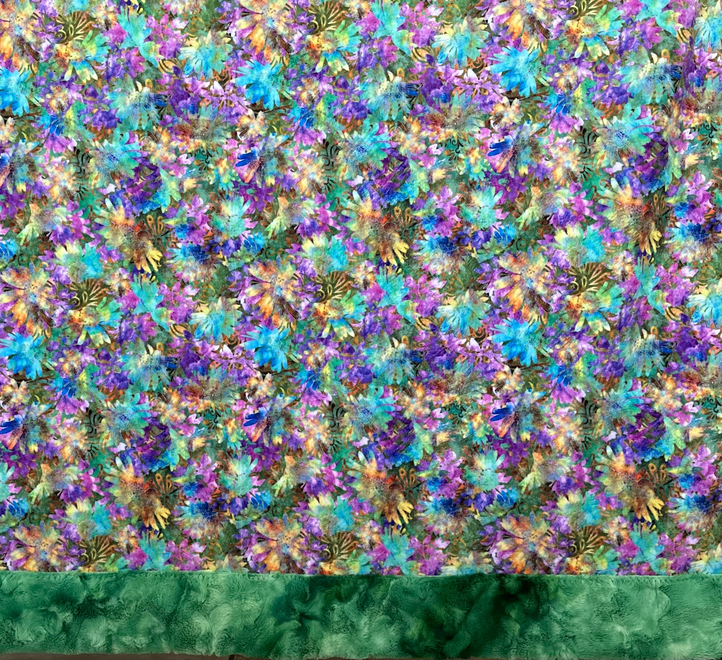 Kelly Green Galaxy Floral Print Adult Blanket 55x74 - Soft & Cozy Throw for Bed, Couch, or Outdoor Picnics