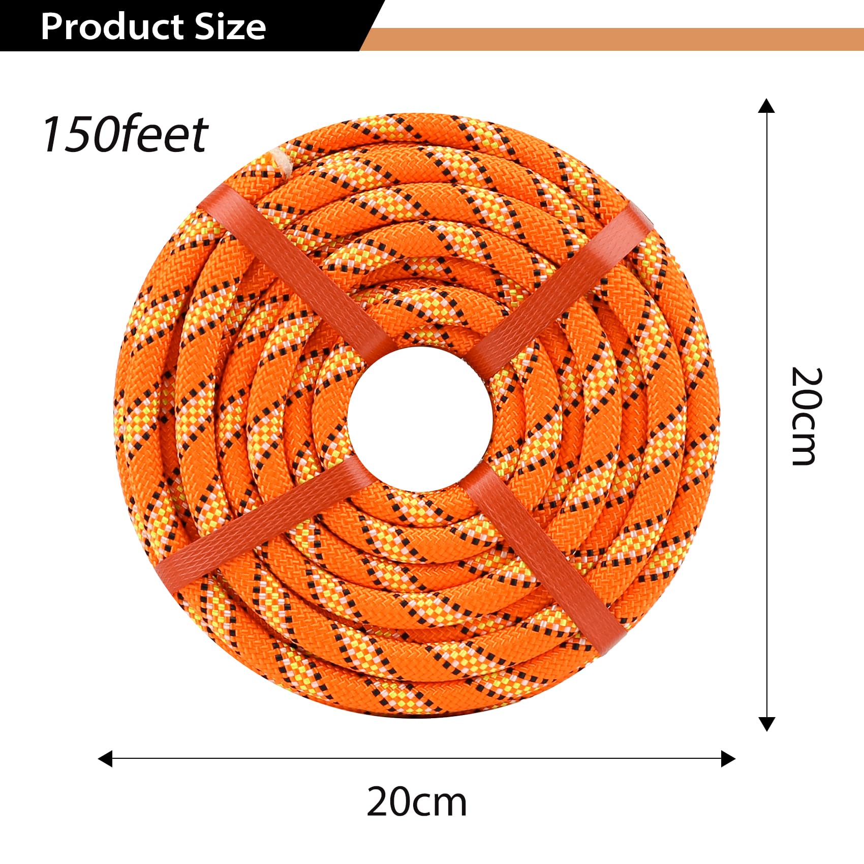 **48 Strand Double Braid Arborist Rope - 1/2 Inch x 150 ft Polyester Rigging Rope for Tree Climbing, Swing, Sailing & Outdoor Use - High Strength Orange Bull Rope for Arborists & Adventurers**    *(Perfect for Tree Rigging, Rock Climbing, Backyard Swings & Marine Applications)*