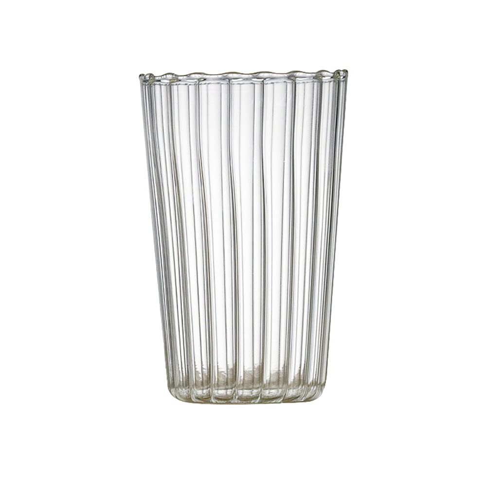 Elegant Wave Shaped Clear Crystal Glass Creamer Pitcher - Coffee Milk Creamer Jug with Embossed Stripe Design - Perfect for Serving Coffee, Milk, Tea, and Sauces in Kitchen, Dining Room, or Restaurant