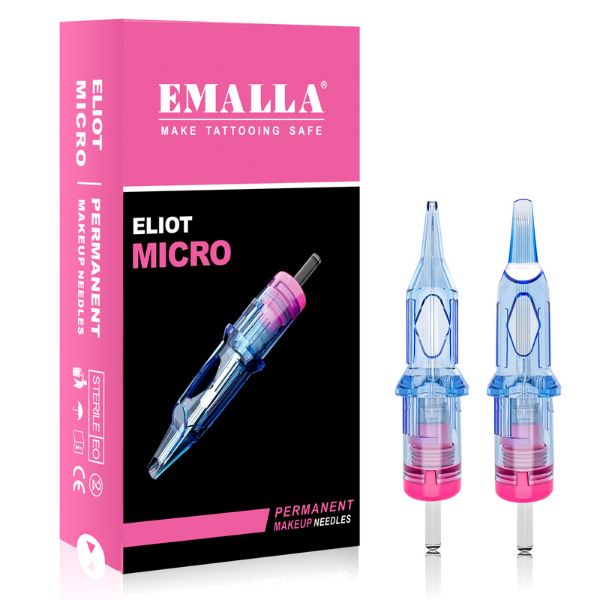 Emalla Eliot Micro PMU 3 Round Shader Cartridges for Permanent Makeup - Professional Tattoo Needles for Eyebrows, Eyeliner & Lip Blushing - Perfect for PMU Artists & Tattoo Shops