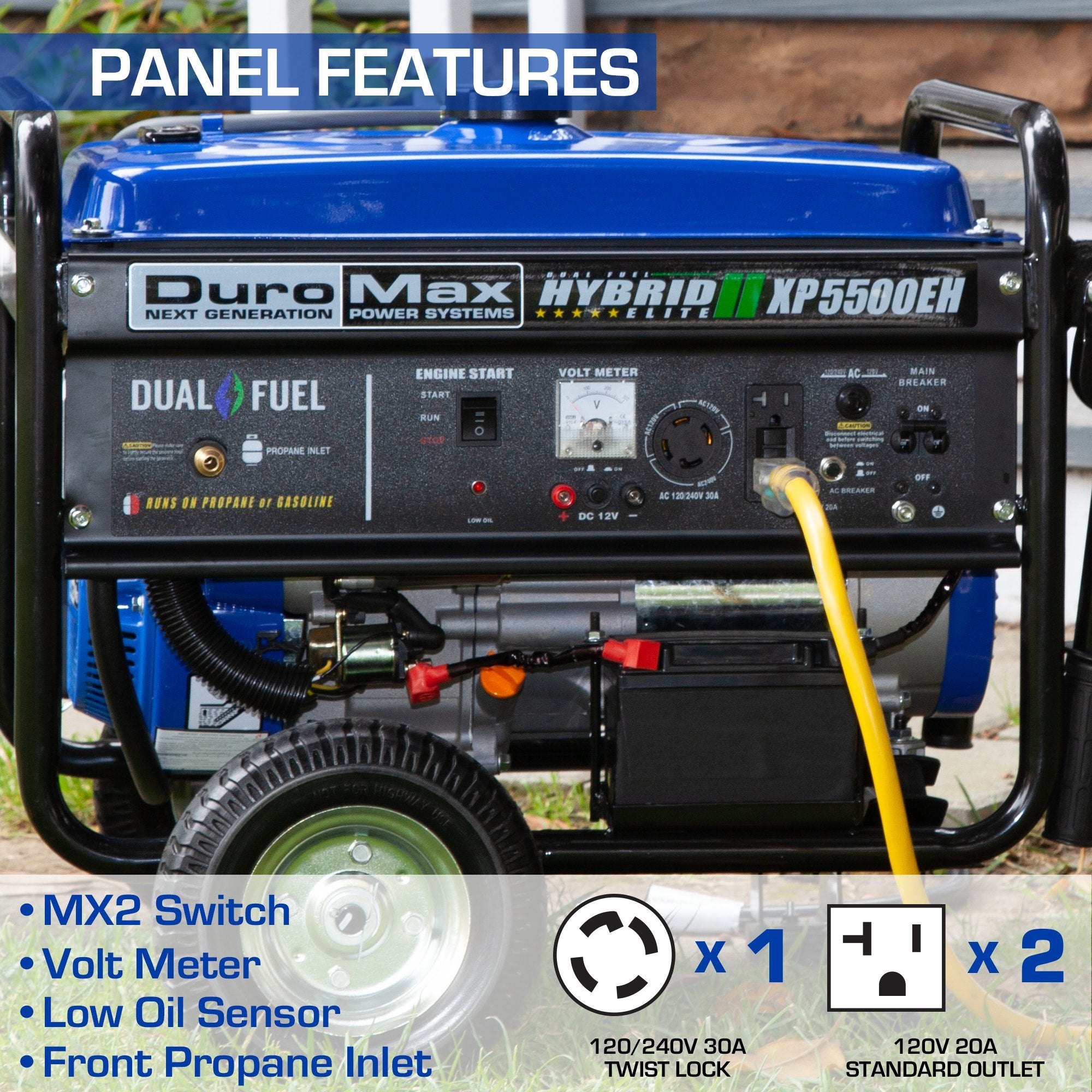 DuroMax XP5500EH 5500W Dual Fuel Portable Generator with Electric Start - Gas & Propane Powered for Camping, RV, Home Backup Power & Emergency Use