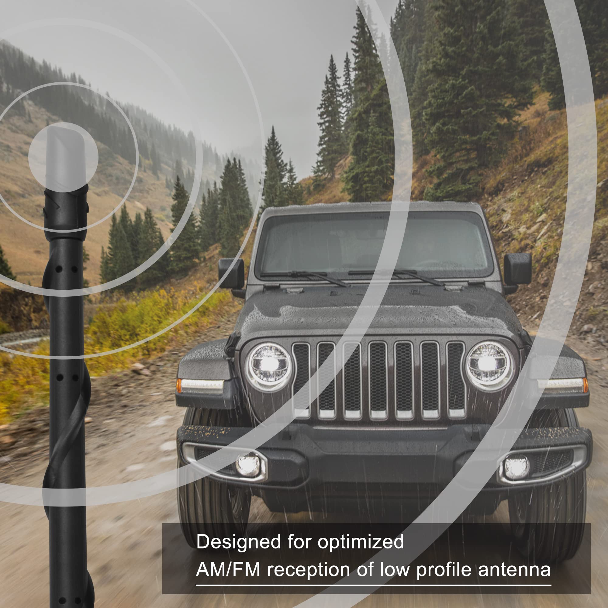 BASIKER 13 Inch Replacement Antenna for Jeep Wrangler JK JL JT & Gladiator Rubicon Sahara (2007-2025) - Enhanced Radio Reception Antenna Accessories - Perfect for Off-Road Adventures & Daily Commuting