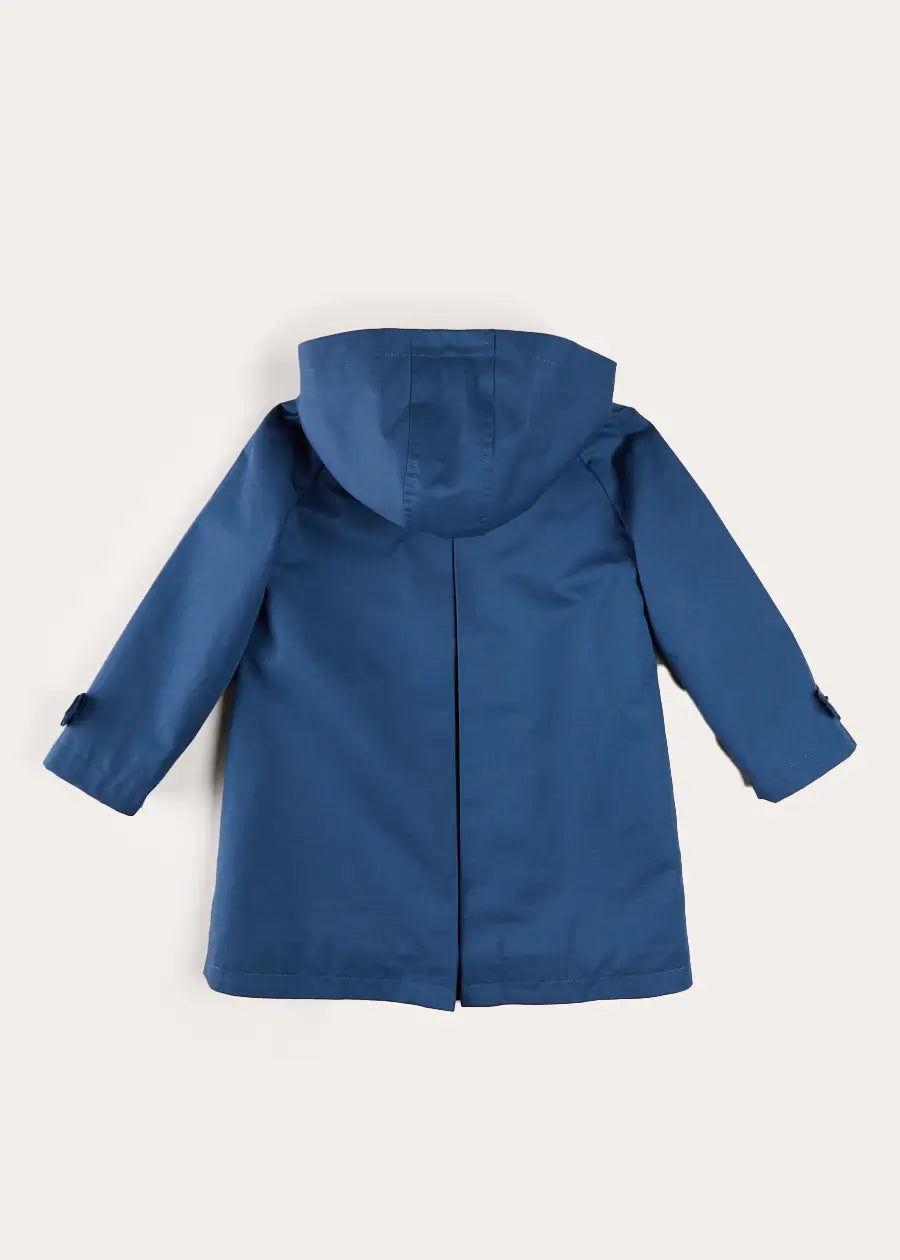 Double Breasted Coat with Detachable Hood for Boys & Girls - Blue Winter Jacket (18 Months to 10 Years) | Warm Outerwear for School, Playdates & Outdoor Activities