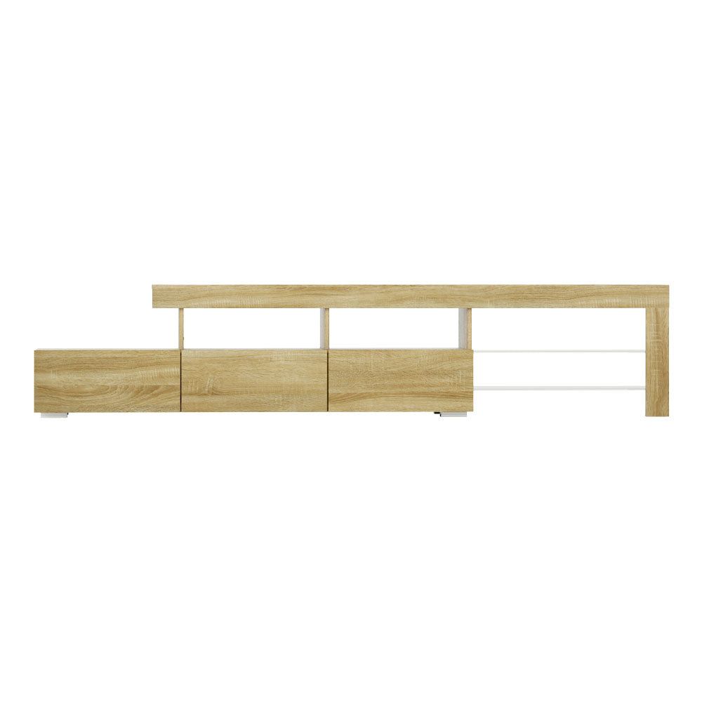 Artiss 86-Inch Entertainment Unit TV Stand with LED Lights - Solid Pine Wood TV Cabinet for Living Room, Bedroom & Home Theater