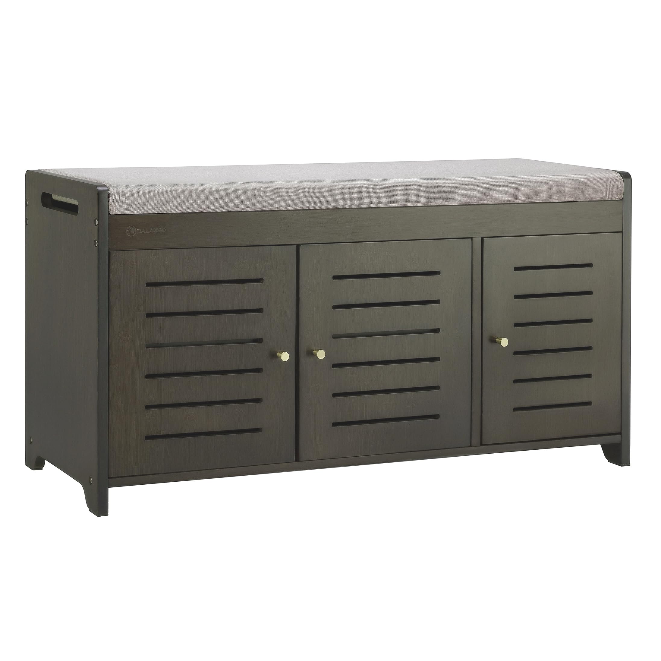 Brown Bamboo Shoe Storage Bench with Cushioned Seat - Entryway Shoe Rack Cabinet for Home Organization | Perfect for Hallway, Closet & Mudroom Storage Solutions