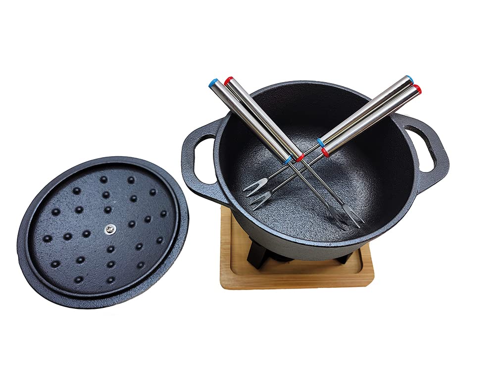 HAWOK Pre-Seasoned Cast Iron Dutch Oven with Trivet - 5.5 Quart Enameled Cookware for Baking, Roasting & Slow Cooking - Perfect for Soups, Stews & Bread Making in Oven or Campfire