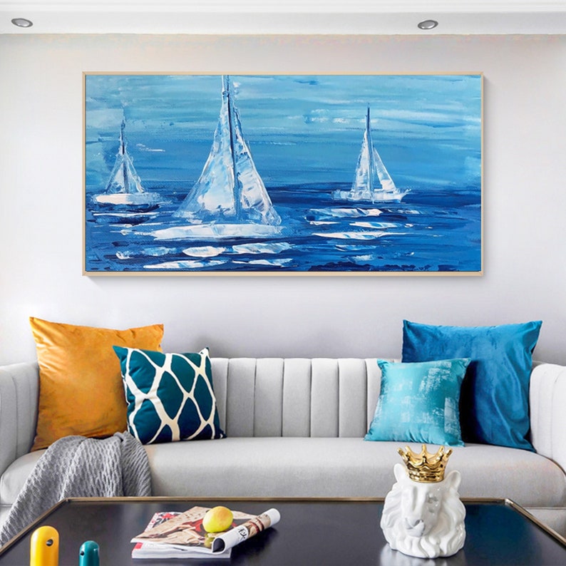 Blue Ocean Sailing - Premium Nautical Decor for Coastal Homes & Beach Houses | Perfect for Living Room, Bedroom, or Office Wall Art