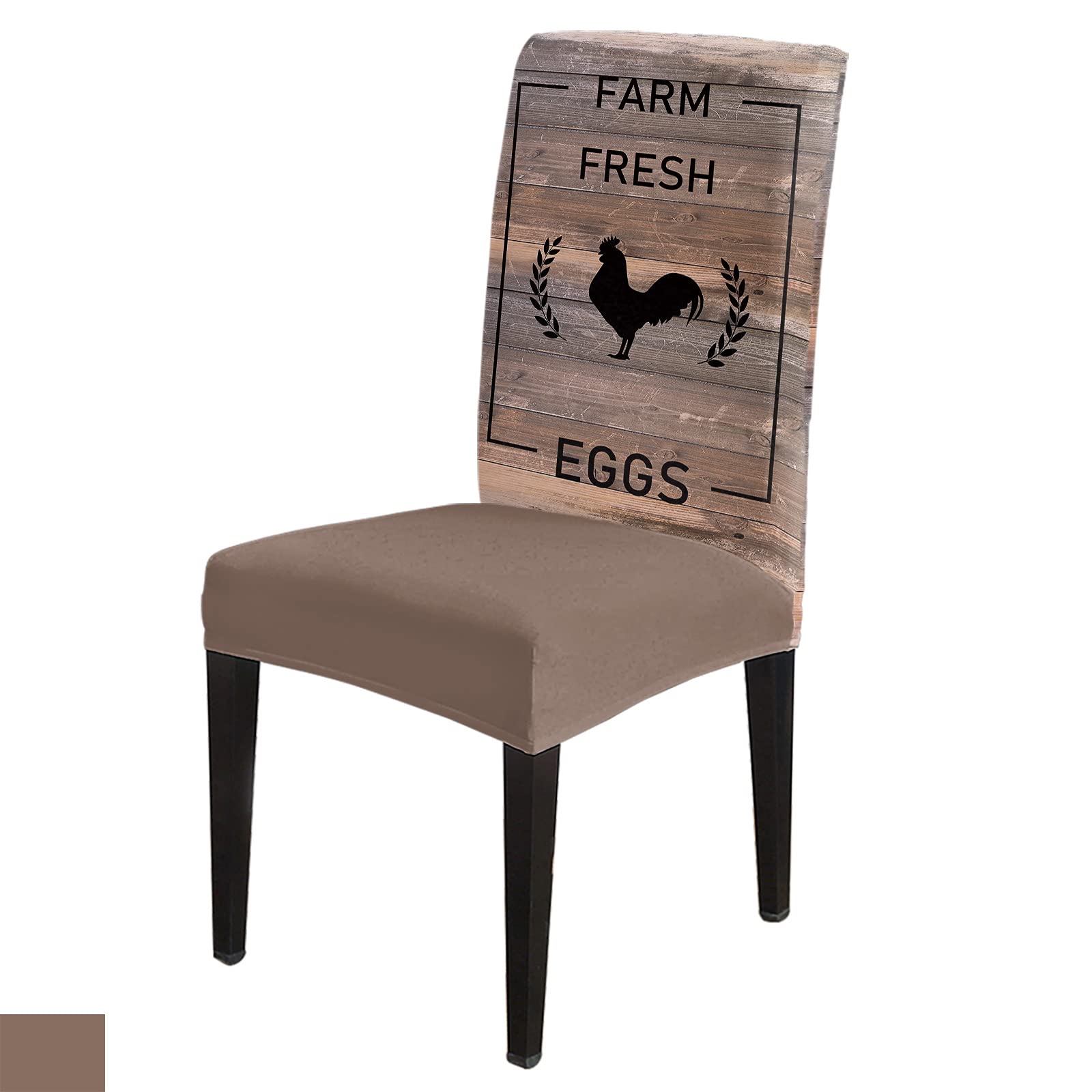 Vintage Farmhouse Dining Chair Slipcovers - 6 Pack Stretchable Parsons Chair Covers with Rooster & Egg Silhouette Design - Perfect for Kitchen, Restaurant, Dining Room & Party Decor