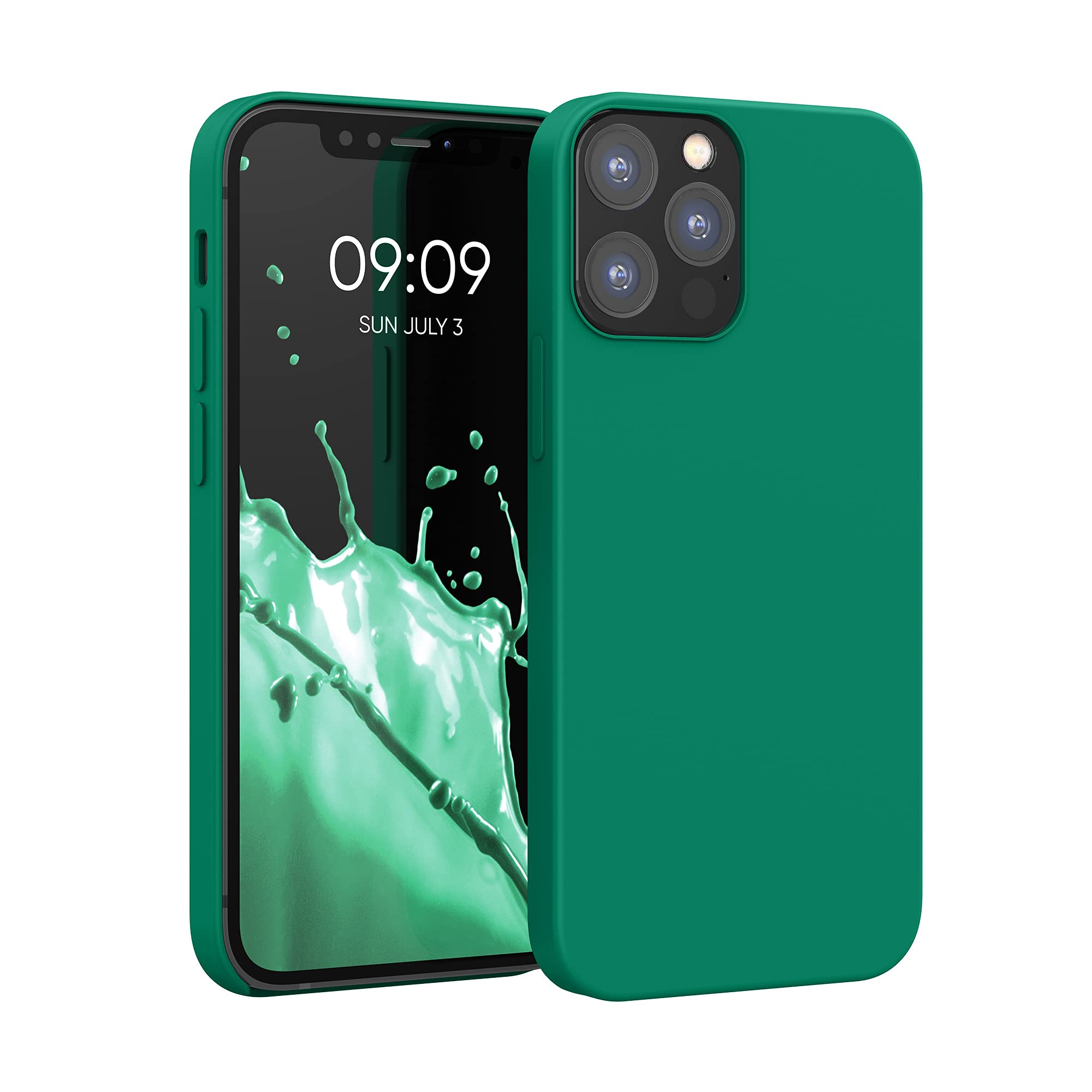 kwmobile Shockproof TPU Silicone Case for Apple iPhone 12/12 Pro - Soft Protective Phone Cover in Emerald Green - Perfect for Daily Use, Work & Outdoor Activities