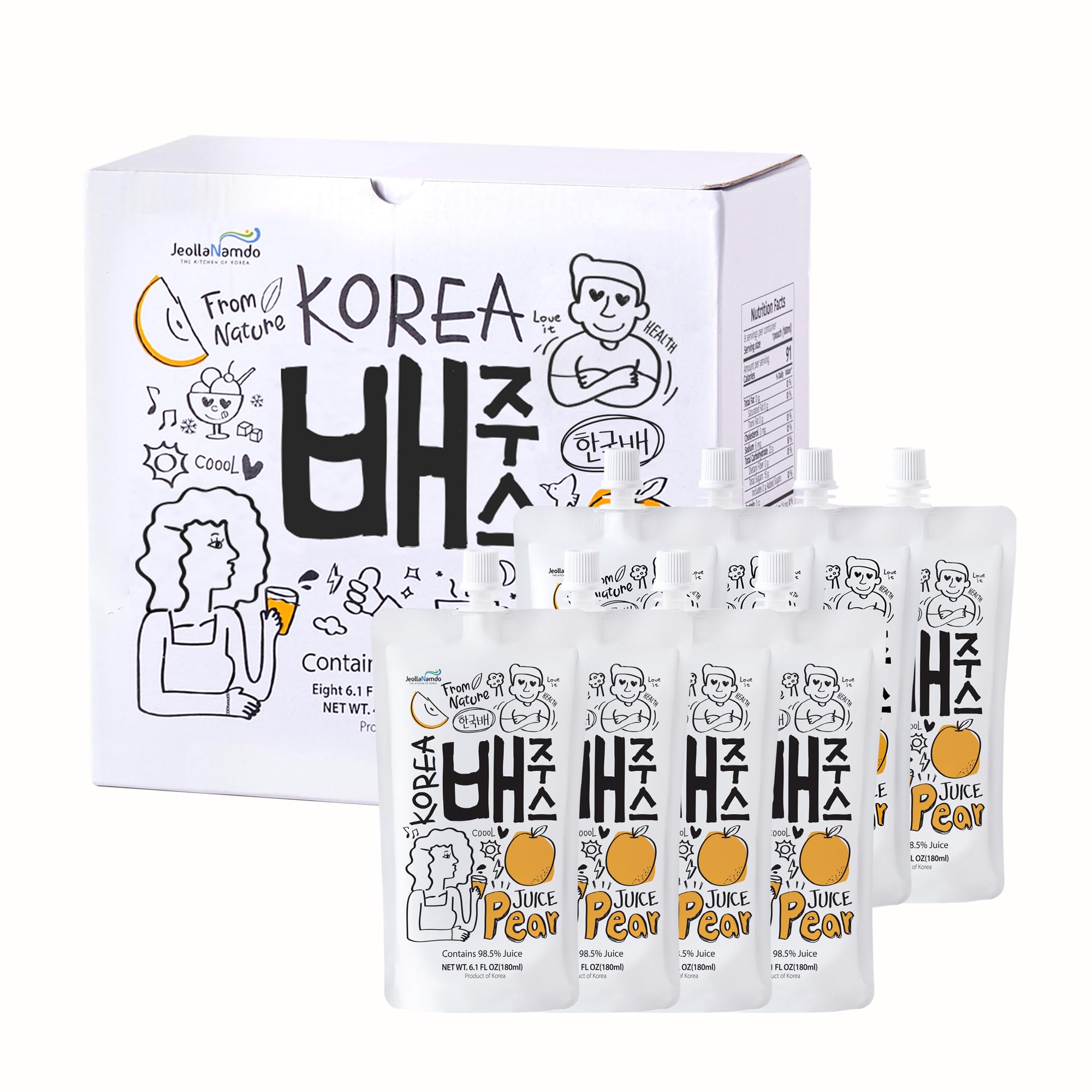 Korean Pear Juice Boxes 48.7 Fl Oz (Pack of 8) - 100% Natural Fresh Juice, No Sugar Added, On-the-Go Healthy Drink | Perfect for Hangover Relief, School Lunches, Office Snacks & Outdoor Activities