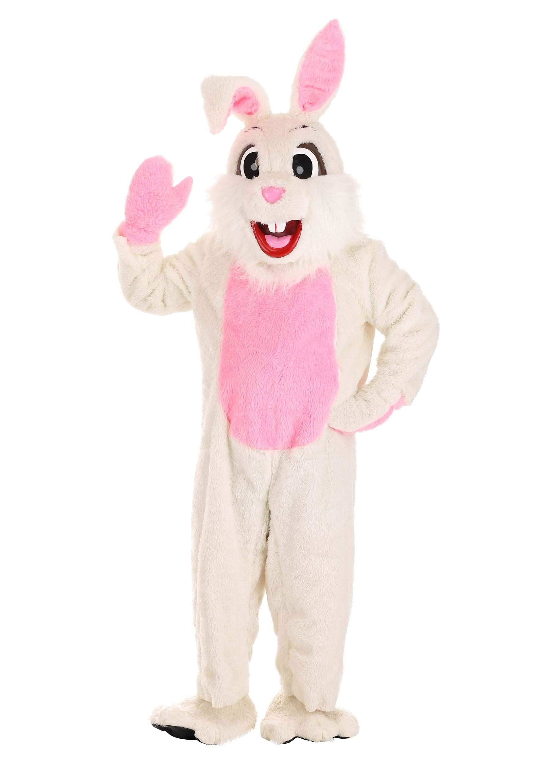 Adult Easter Bunny Costume - Plush White Rabbit Suit with Fluffy Tail, Gloves & Full Head Mask for Easter Party, Halloween Cosplay & Holiday Celebrations
