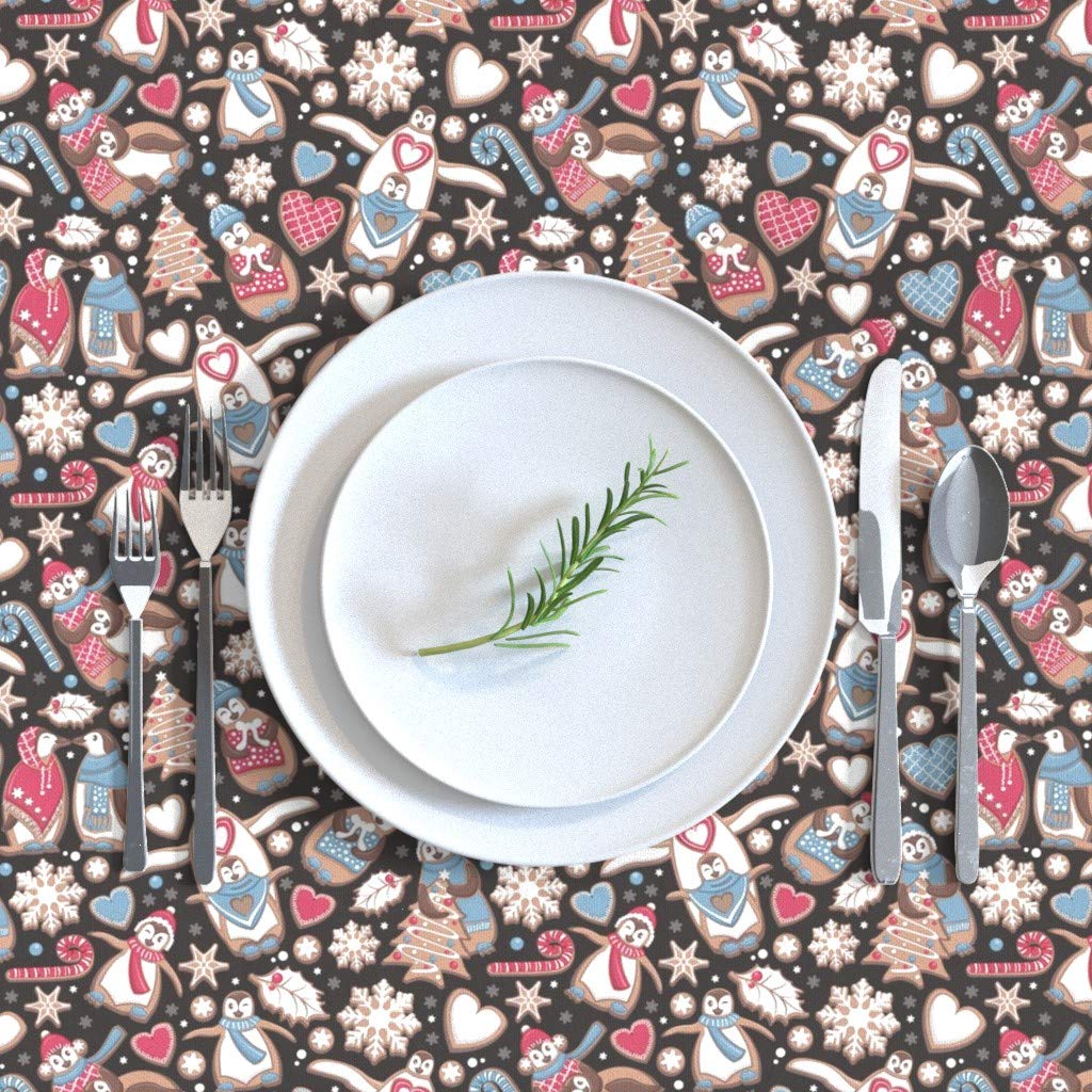 Custom Penguin Christmas Gingerbread Tablecloth - 90