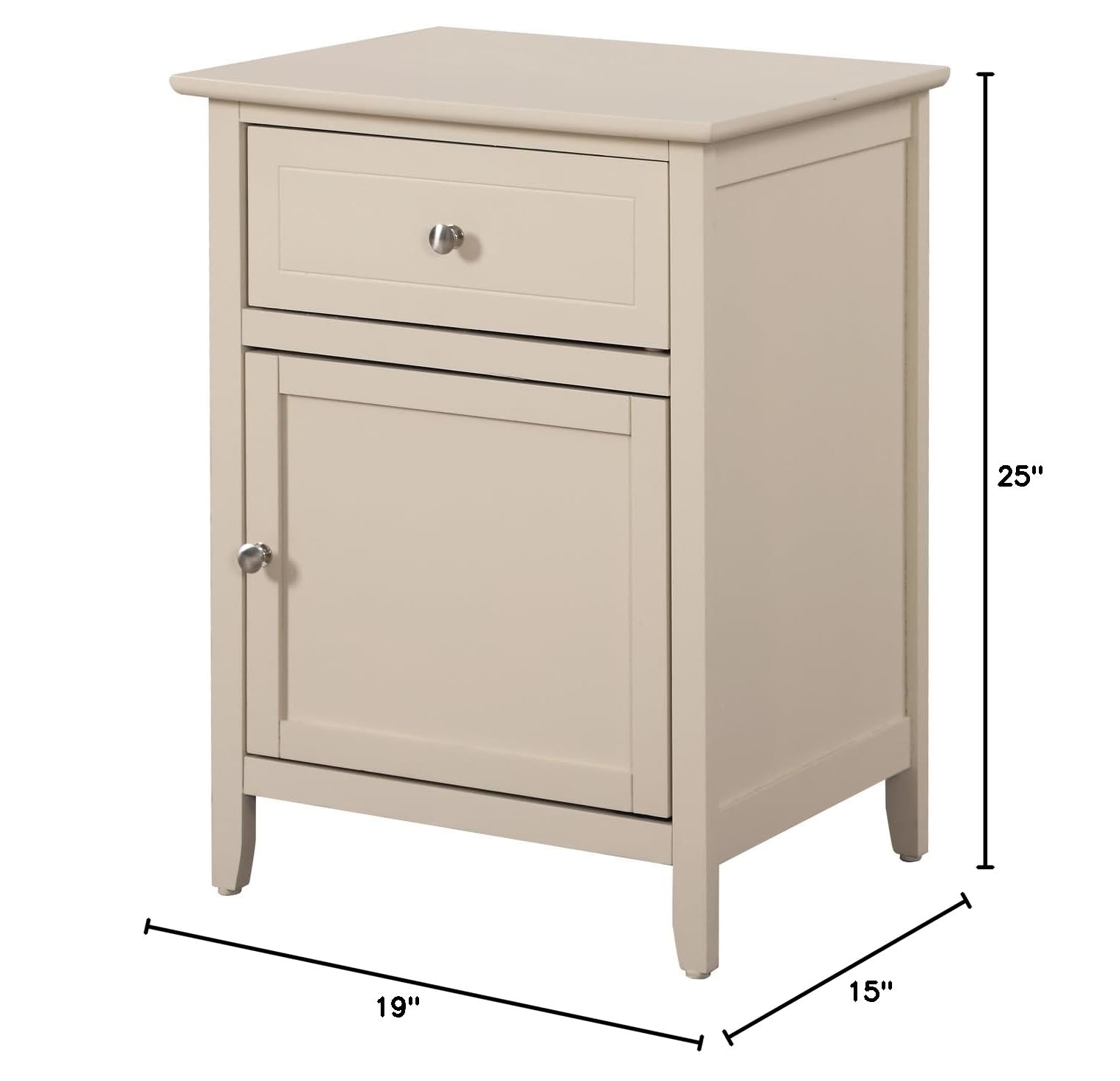 Lzzy 1-Drawer Beige Nightstand - 25