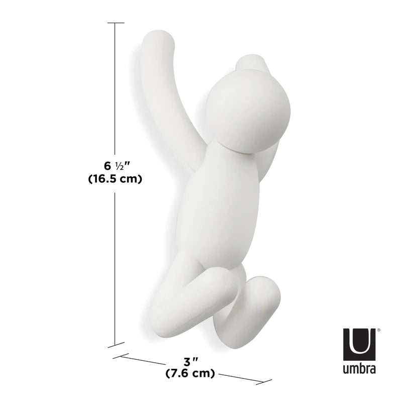 White Buddy Wall Hook - Heavy Duty Adhesive Hooks for Hanging Keys, Hats & Coats - Perfect for Home, Office & Dorm Organization