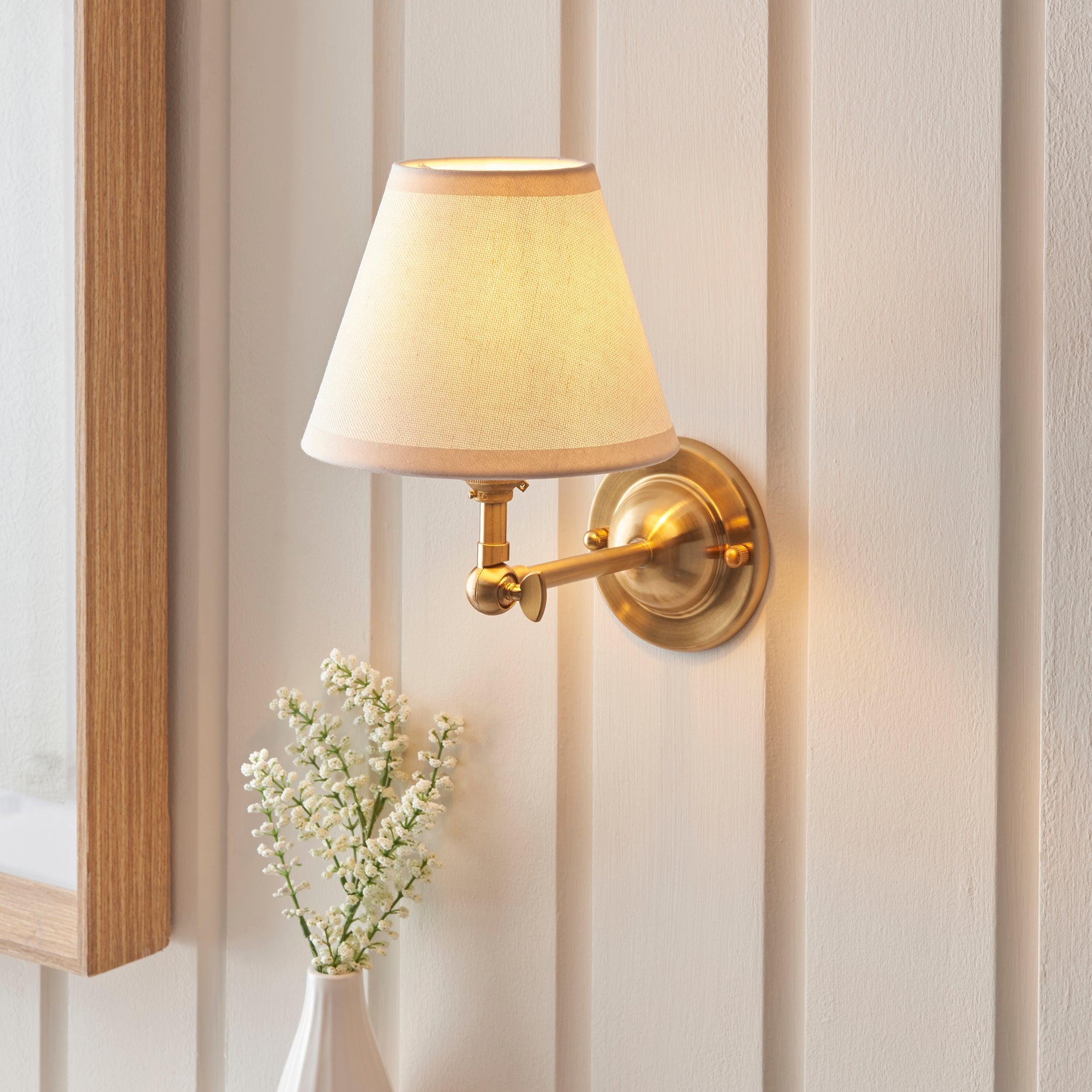 Vintage Brass Dome Wing Wall Light with 16cm White Ivy Shade - Perfect for Bedroom, Living Room, and Hallway Lighting
