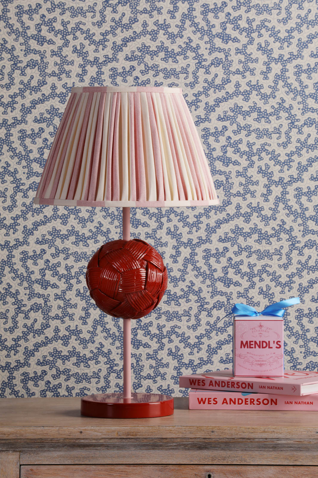 Bodkin Table Lamp - Persian Blue & Coconut/Strawberry & Blush Pink Base - B22 Socket - Modern Home & Office Lighting for Bedroom, Living Room, Study