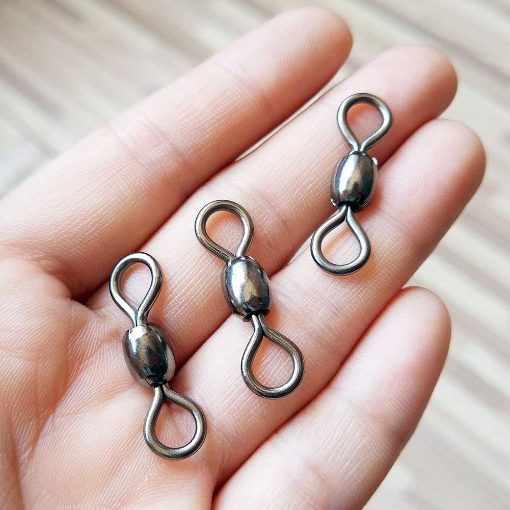 Unclesport 100pcs Fishing Crane Swivels - Saltwater & Freshwater Fishing Gear (22LB-198LB) for Bass, Fly & Sea Fishing | Durable Tackle for Anglers & Outdoor Enthusiasts