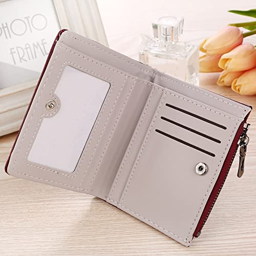 Women's Leather Wallet with Embroidery - Foldable Zipper Coin Purse & Card Holder, Plum Blossom Design (Color A) - Perfect for Everyday Use, Travel, and Gift Giving