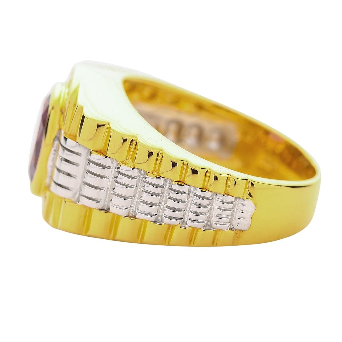 Men's Yellow Gold Amethyst Ring - Luxury Stainless Steel Jewelry for Men - Perfect for Weddings, Anniversaries & Gifts