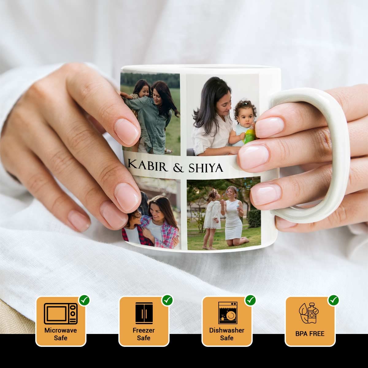 Personalized Photo & Name Coffee Mug for Mom - Custom 300ml Ceramic Travel Mug | Best Birthday, Mother's Day, Anniversary Gift Idea | Home, Office & Travel Use