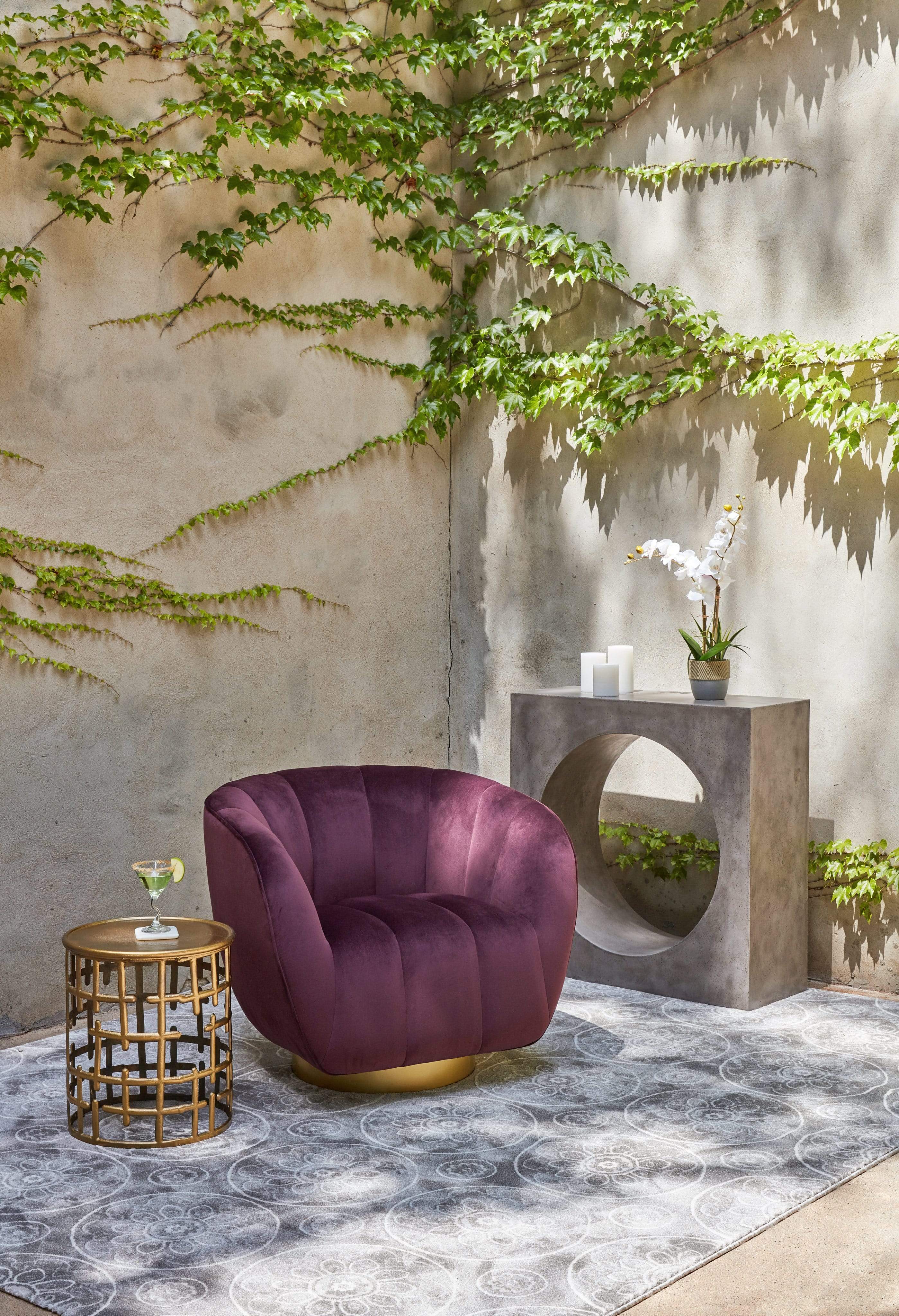 Avva Outdoor Concrete Console Side Table - Modern Patio & Garden Accent Table for Poolside, Deck, or Porch Decor