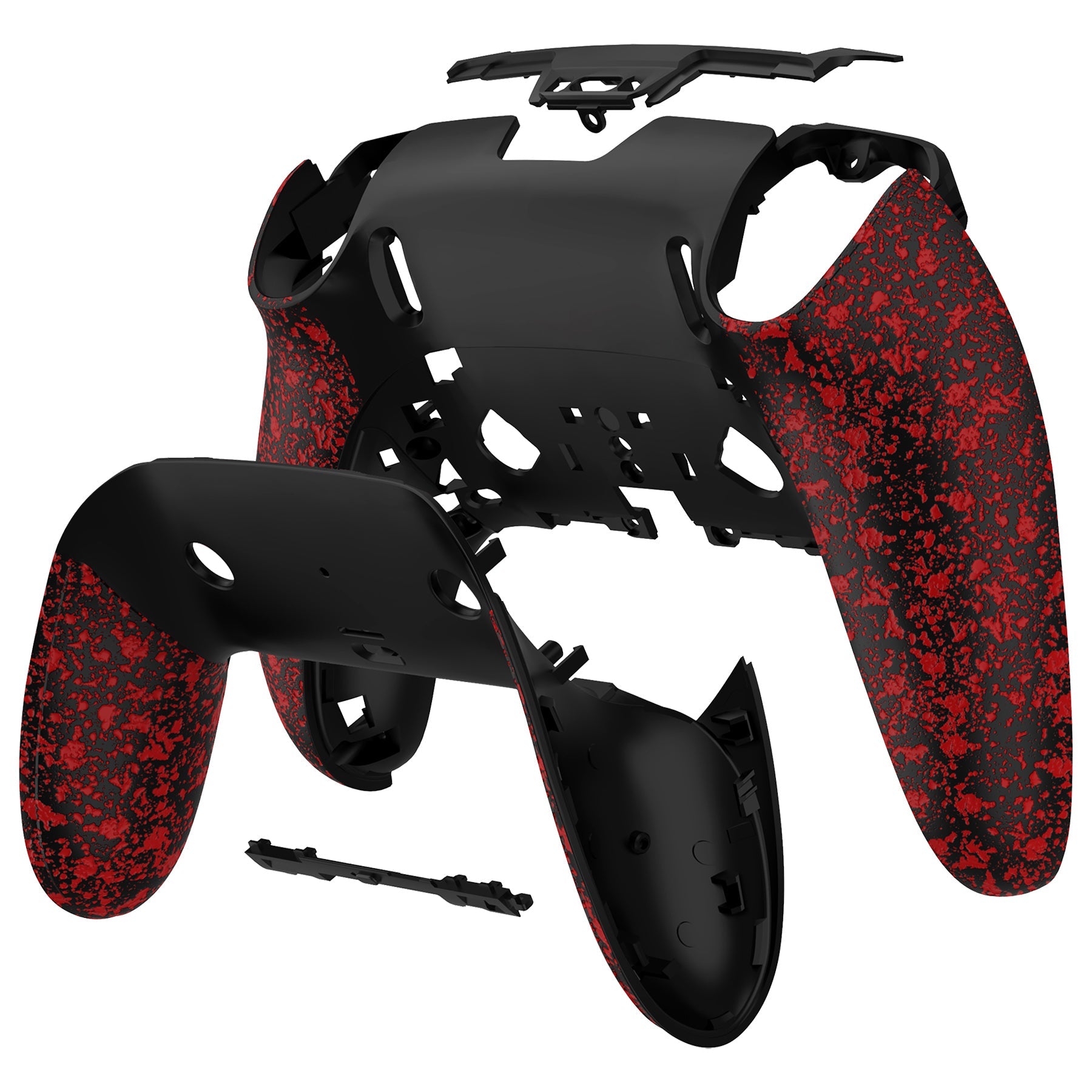 eXtremeRate Replacement Back Housing & Bottom Shell for PS5 Edge Controller - Textured Red | Compatible with DualSense Edge | Enhanced Grip for Gaming & Long Sessions
