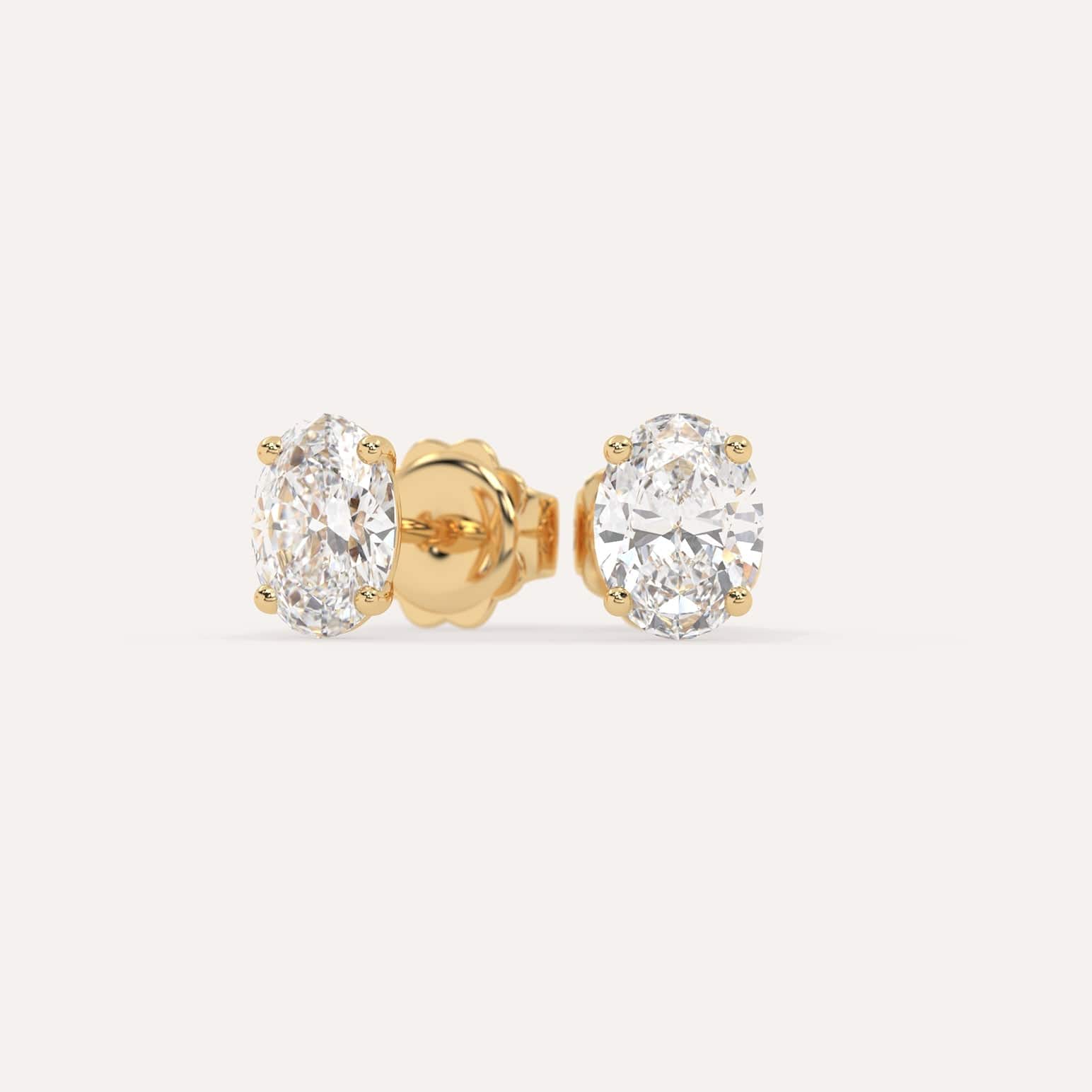 2 Carat Oval Diamond Stud Earrings - 14K White Gold Dangle Earrings for Women, Perfect for Weddings, Anniversaries & Special Occasions