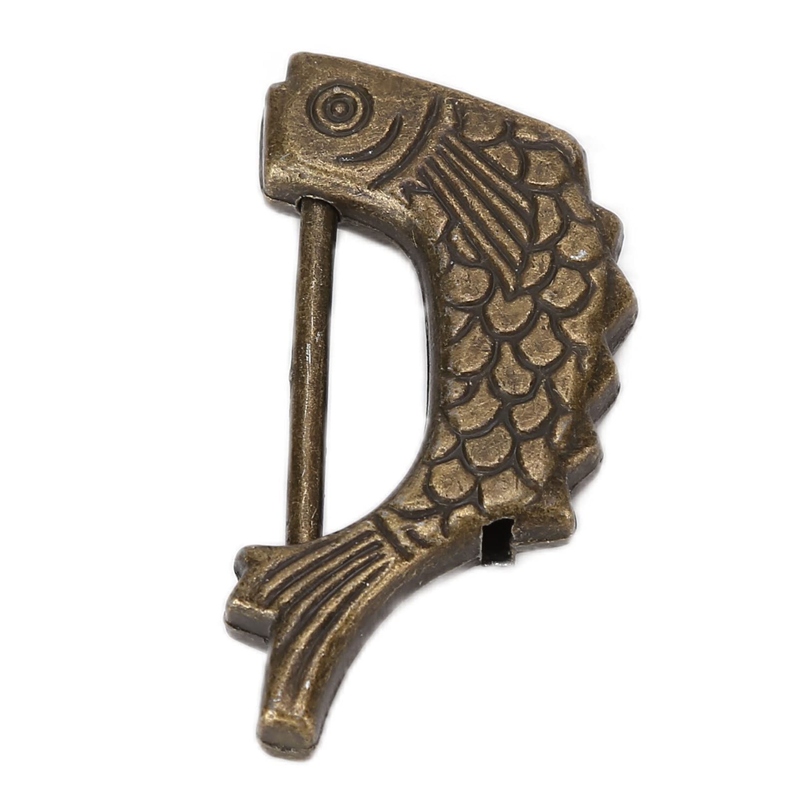 Vintage Chinese Style Antique Fish Shaped Padlock - Heavy Duty Cabinet Lock for Wooden Box, Jewelry Box & Collectibles - Perfect for Home Decor, Antique Restoration & Gift Giving