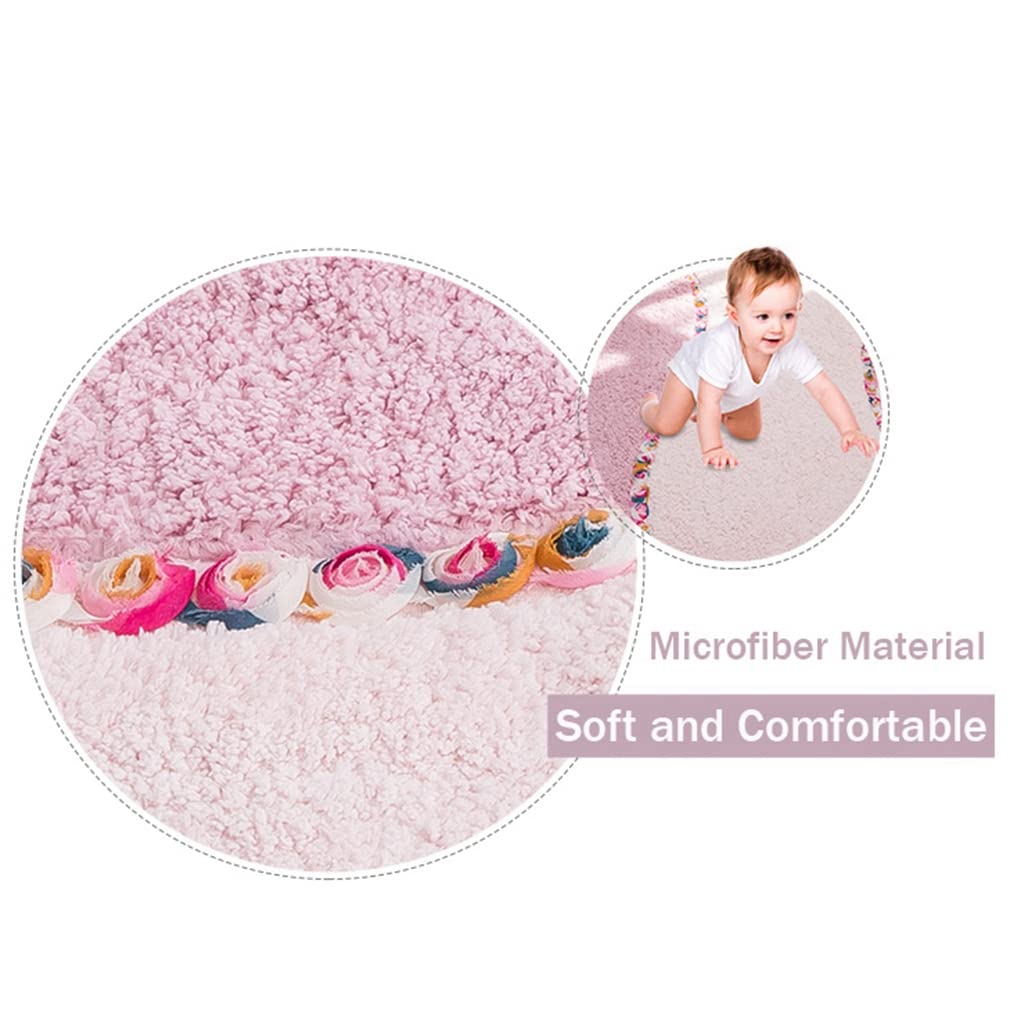 Soft Shaggy Microfiber Bath Rug - Non-Slip Heart Shaped Rose Flower Patchwork Bath Mat for Bathroom, Shower & Tub - Machine Washable Indoor/Outdoor Kitchen Rug 18