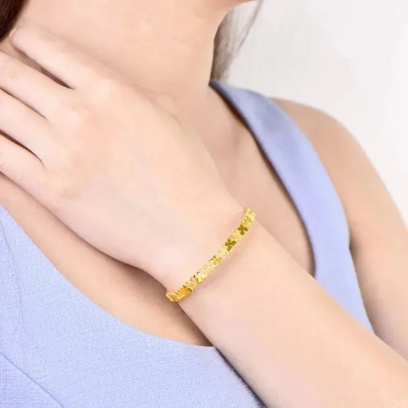 24K Pure Gold Bracelet 999 Solid Gold Bangle - Elegant Butterfly Design Classic Party Jewelry for Women | Perfect for Weddings, Anniversaries & Special Occasions