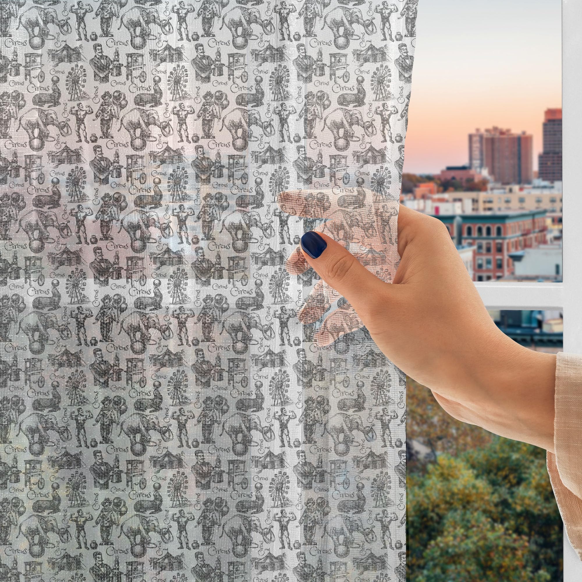 Ambesonne Modern Black and White Circus Themed Tulle Curtains - 108