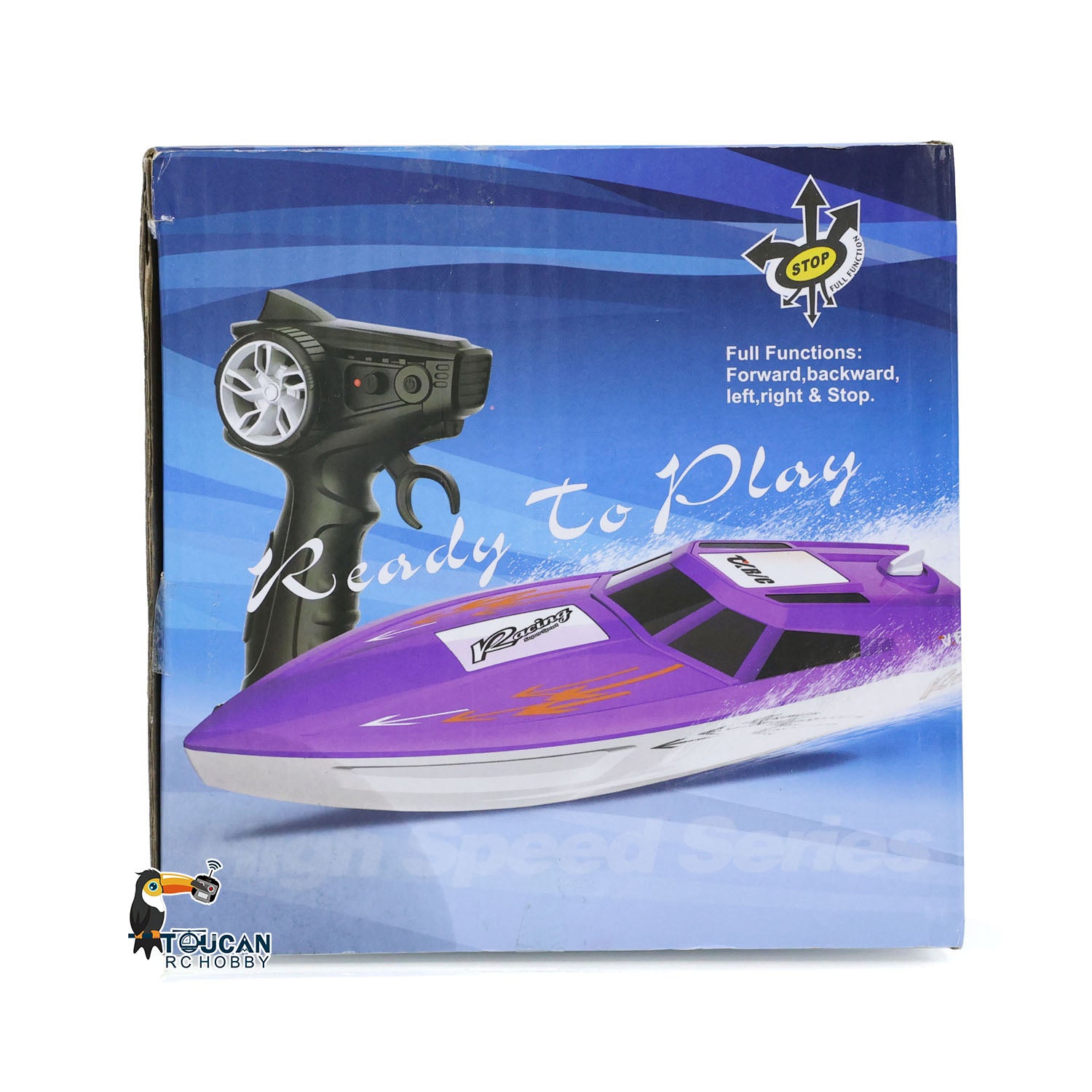 TOUCAN High Speed Electric RC Boat - Ready to Run (RTR) Radio Controlled Racing Ship for Kids & Adults - Durable Plastic Pool & Lake Toy for Outdoor Water Play - Painted & Assembled for Immediate Fun