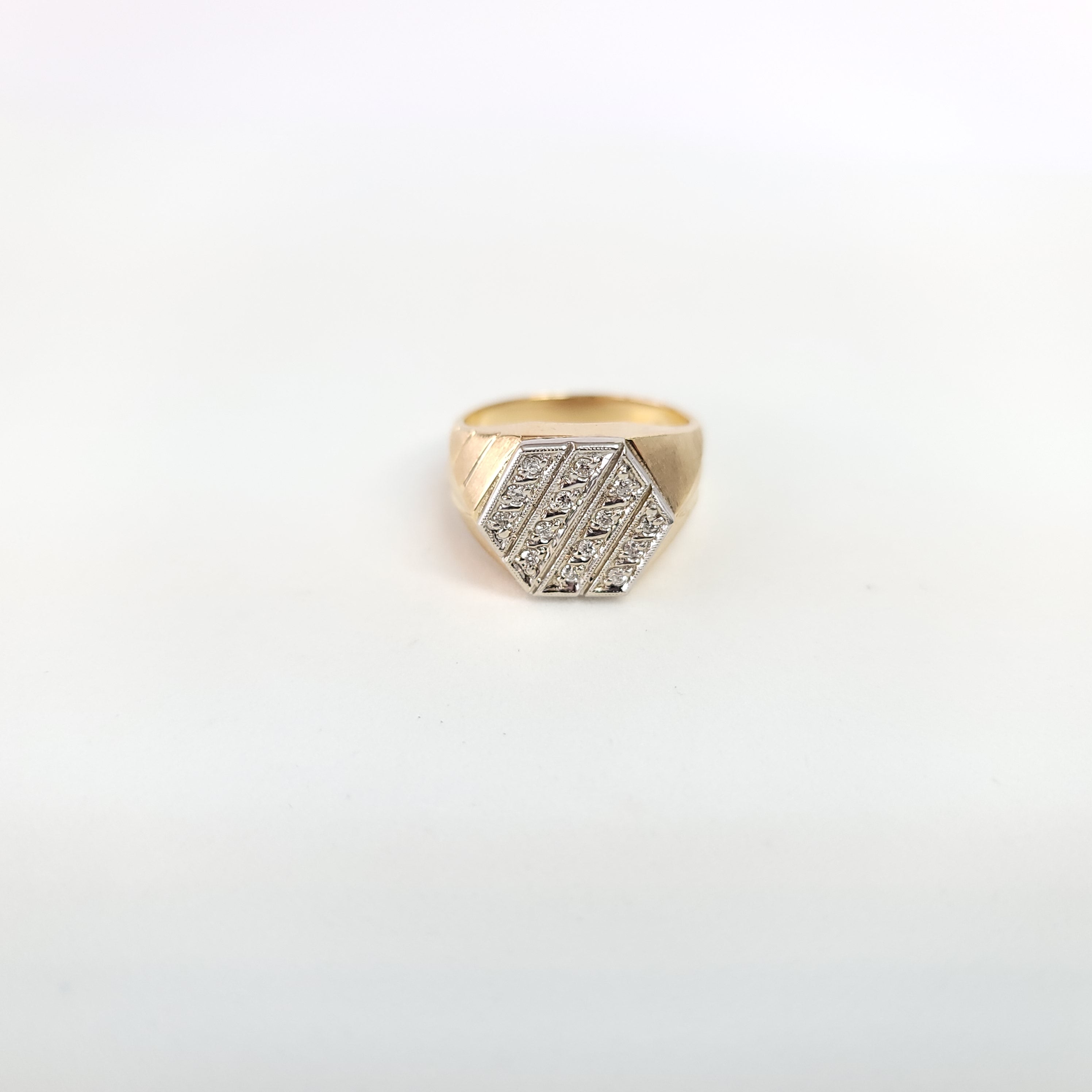 14K Two-Tone Gold Men's Pave Cluster Ring - 0.20cttw Diamond Accent Ring for Wedding, Anniversary & Special Occasions