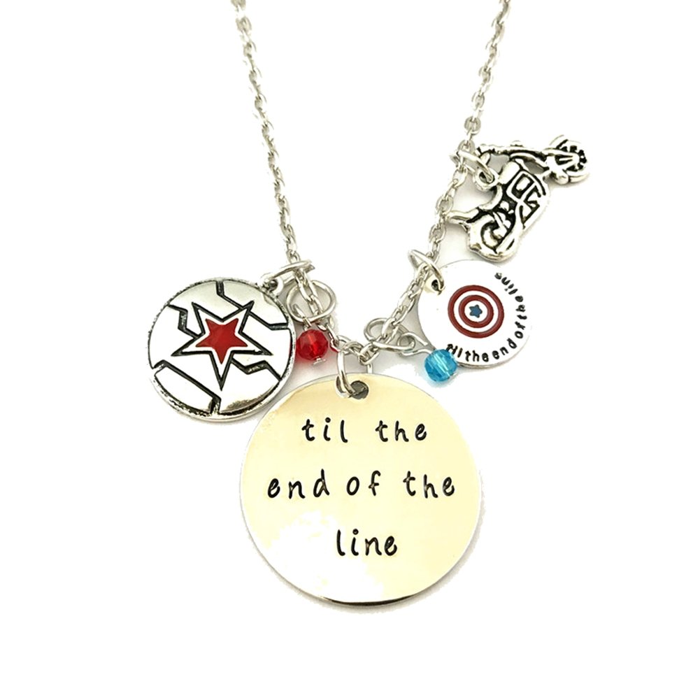 Marvel Captain America Shield Pendant Necklace with Charms - Official Licensed Avengers Jewelry for Men & Women - Perfect for Cosplay, Gifts & Superhero Fans