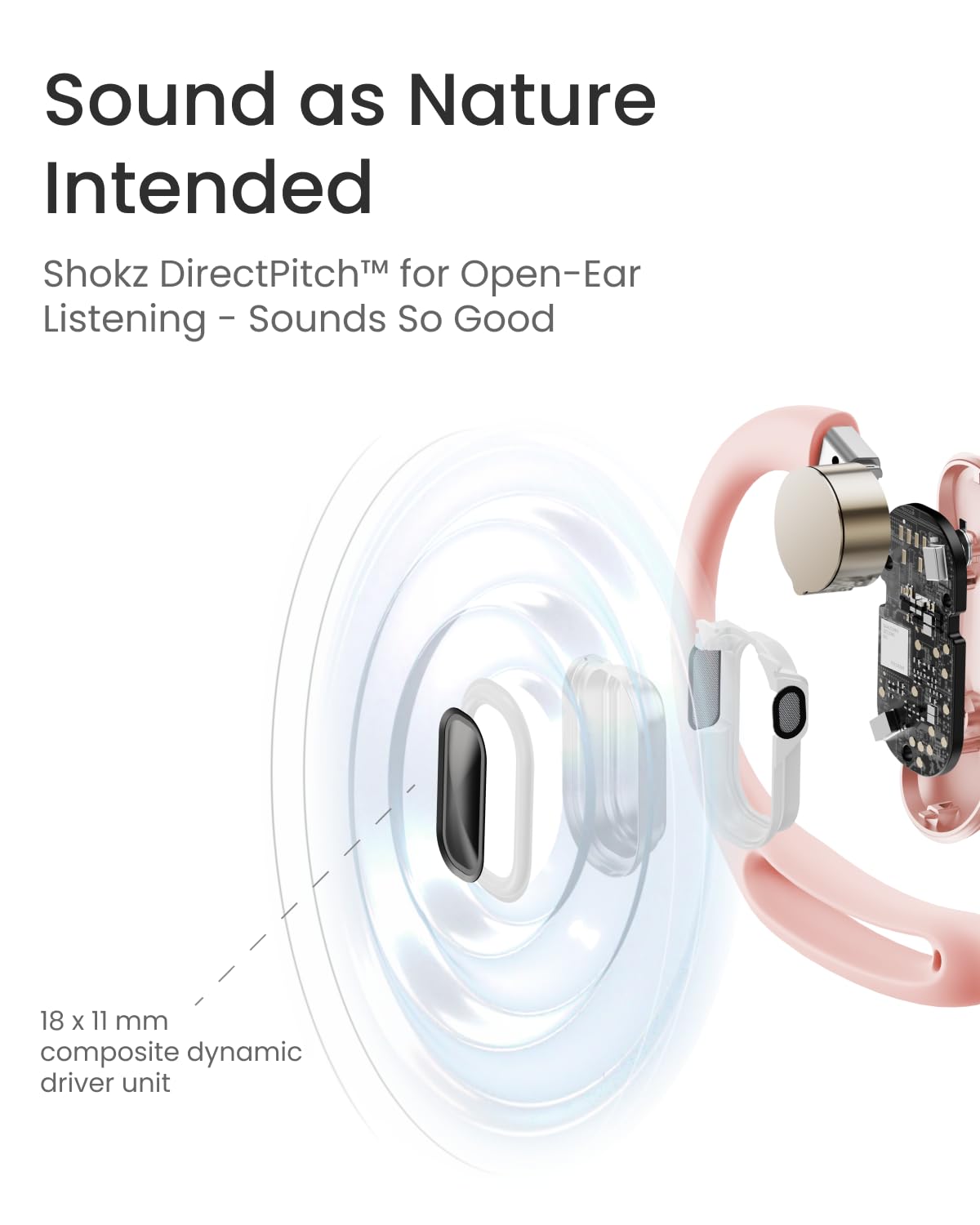 SHOKZ OpenFit Air Open-Ear True Wireless Bluetooth Headphones - IPX4 Water Resistant, Secure Earhook Design for Running, Workouts & Daily Use - Pink Wireless Earbuds for Sports, Gym & Outdoor Activities