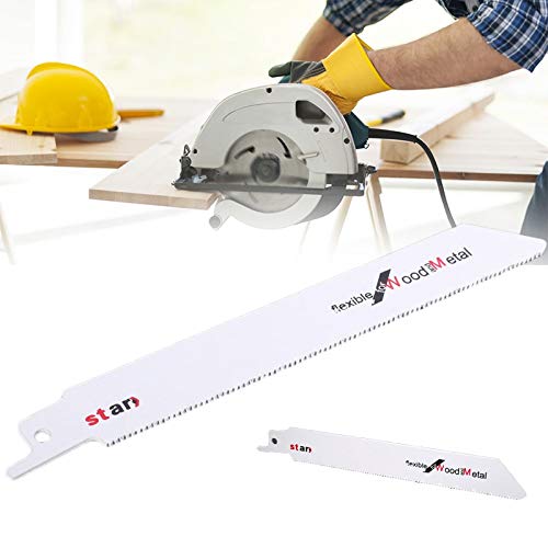 Premium Reciprocating Saw Blades - High Carbon Steel Wood Cutting Tools for DIY Home Improvement & Woodworking Projects - Perfect for Cutting Wood, Metal, PVC & Drywall
