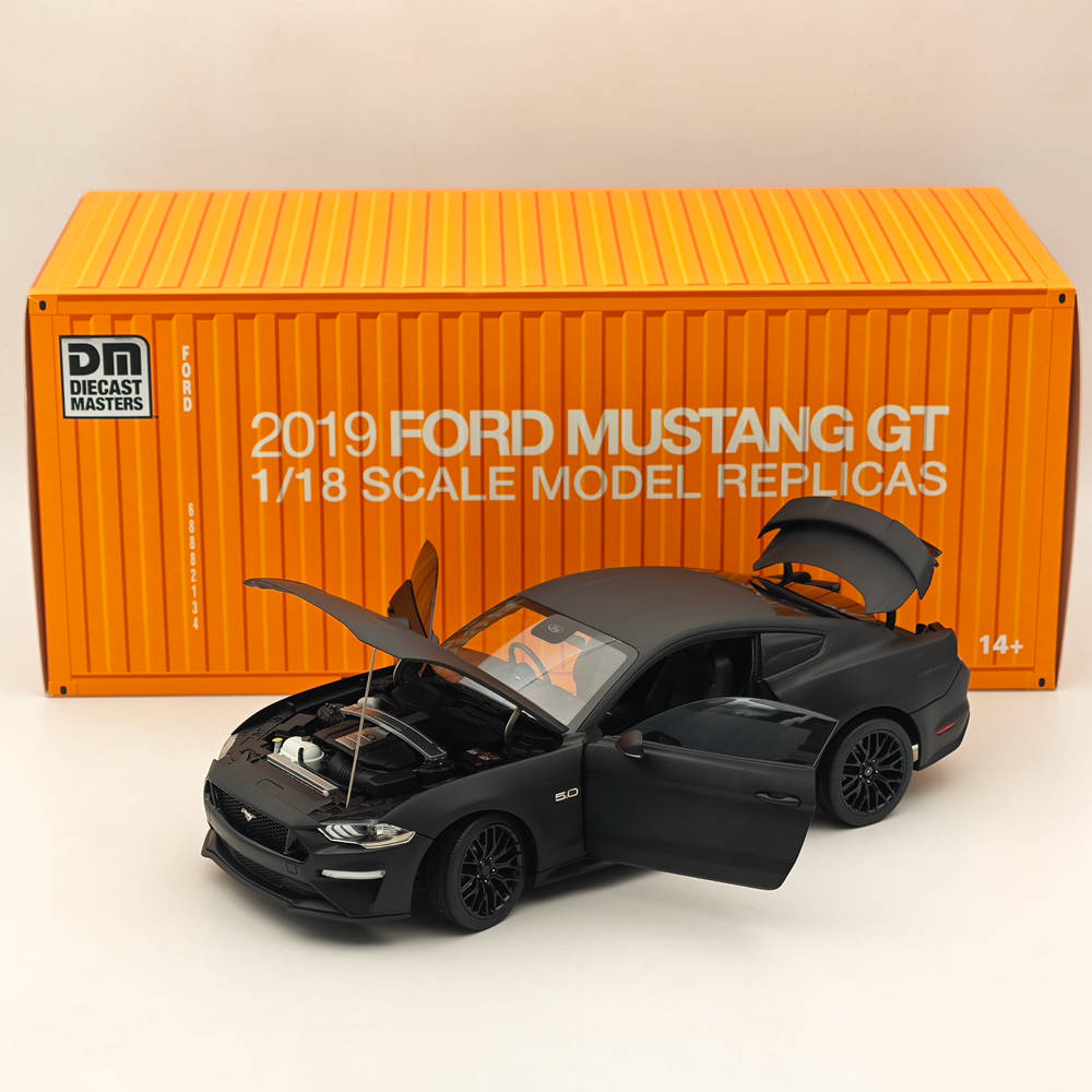 1/18 Scale Diecast Model Car - 2019 Ford Mustang GT Matte Black RHD - Highly Detailed Collectible Miniature for Display & Hobby Enthusiasts | Perfect for Office Decor, Car Shows & Gift Giving