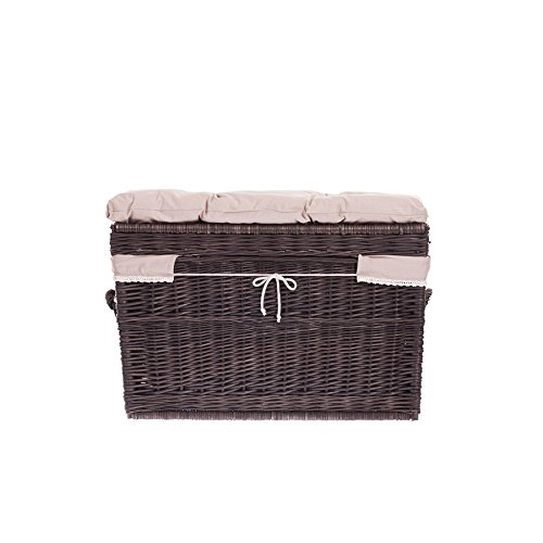 Natural Willow Laundry Basket - Gloss White Storage Chest for Linen, Clothes & Toys | Eco-Friendly Woven Hamper for Bedroom, Nursery & Bathroom Organization