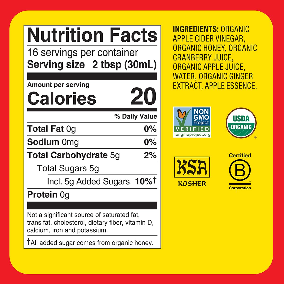Bragg Organic Apple Cider Vinegar with Cranberry & Apple Blend - Raw, Unfiltered with The Mother - 16 fl oz - Supports Digestion & Immune Health - Perfect for Salad Dressings & Detox Drinks