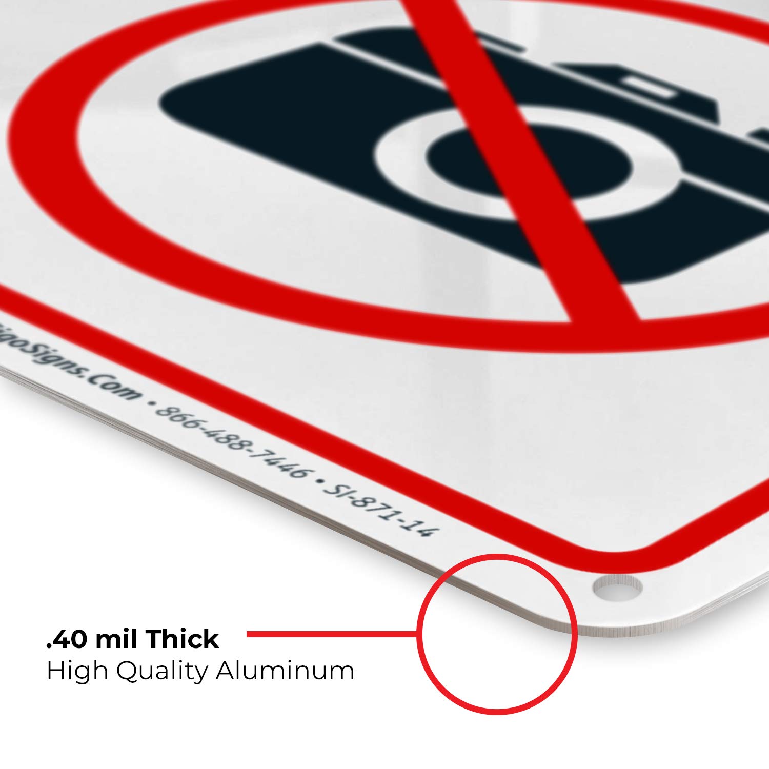 No Photos or Video Allowed Sign - 10x14 Inch Rust-Free Aluminum Security Sign - Fade Resistant for Indoor & Outdoor Use - Easy Mounting - Made in USA - Perfect for Offices, Hospitals, and Restricted Areas