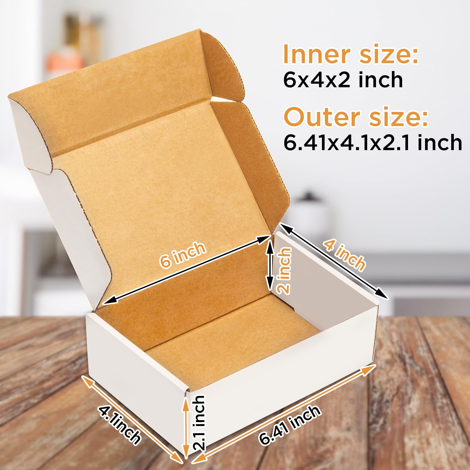 50 Pack Small White Corrugated Mailer Shipping Boxes 6x4x2 Inches - Perfect for Ecommerce, Amazon FBA & USPS Package Shipping